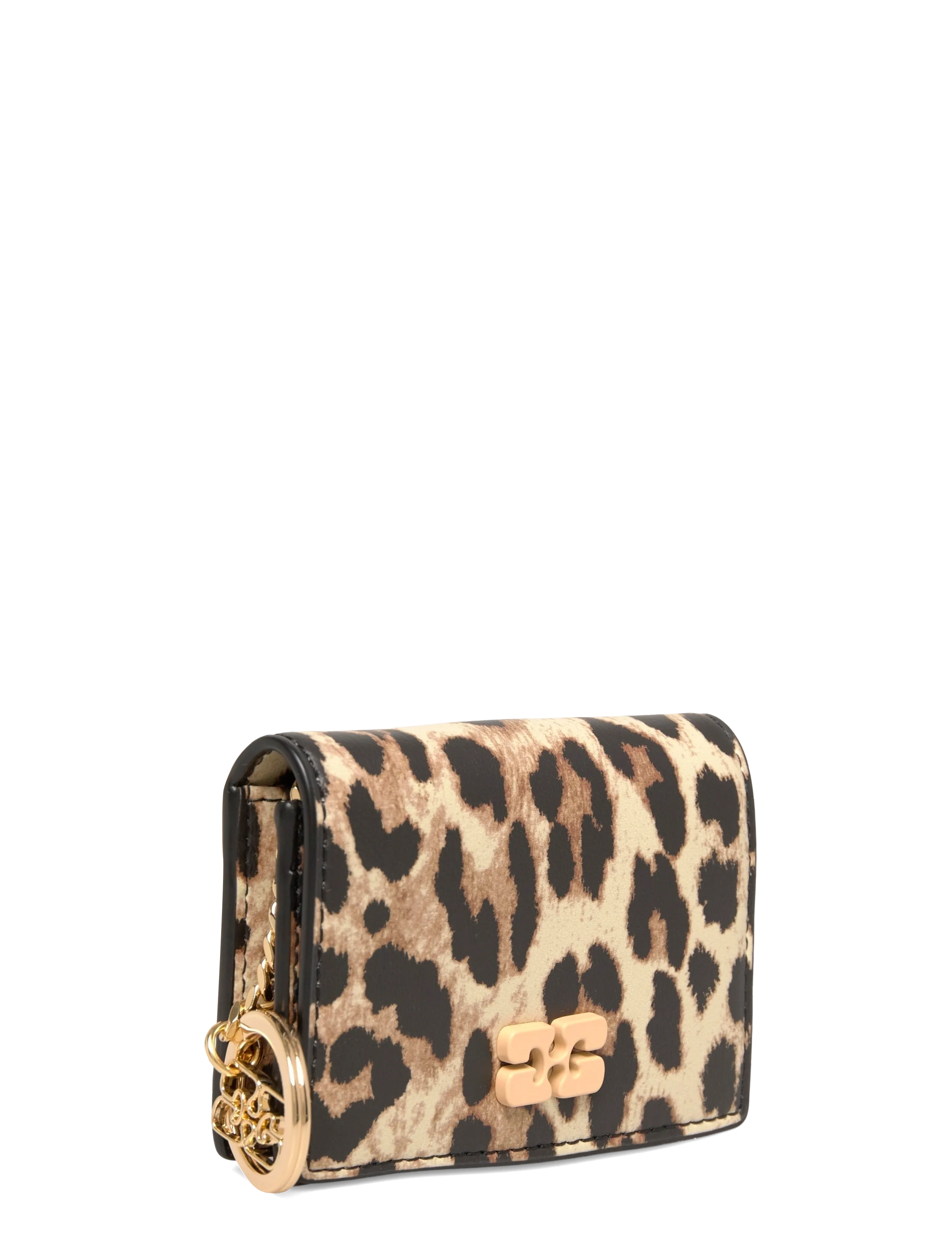 Ganni - Bou Card Holder With Flap Print - kaarditaskud - brown - 2
