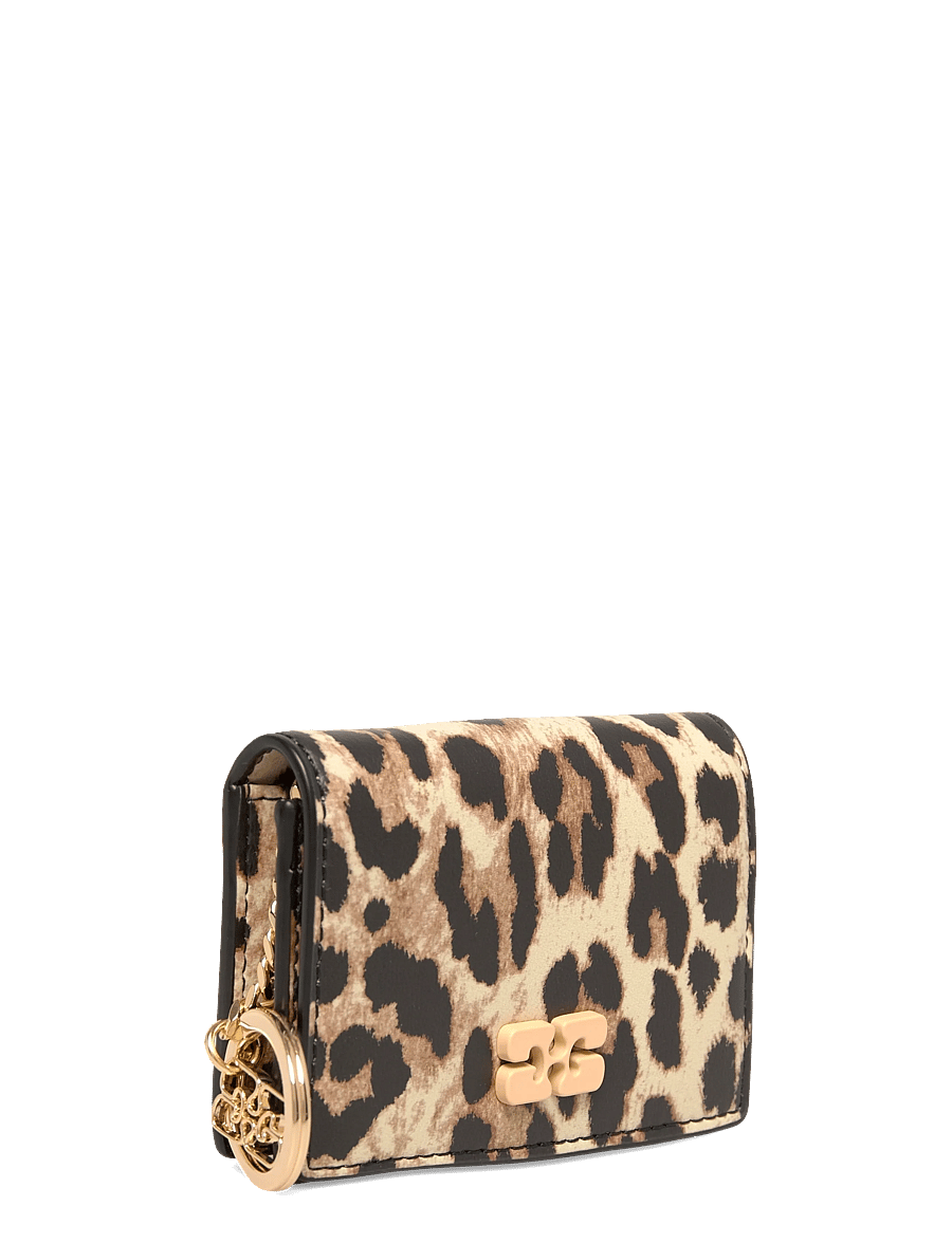 Ganni - Bou Card Holder With Flap Print - kartenetuis - brown - 2