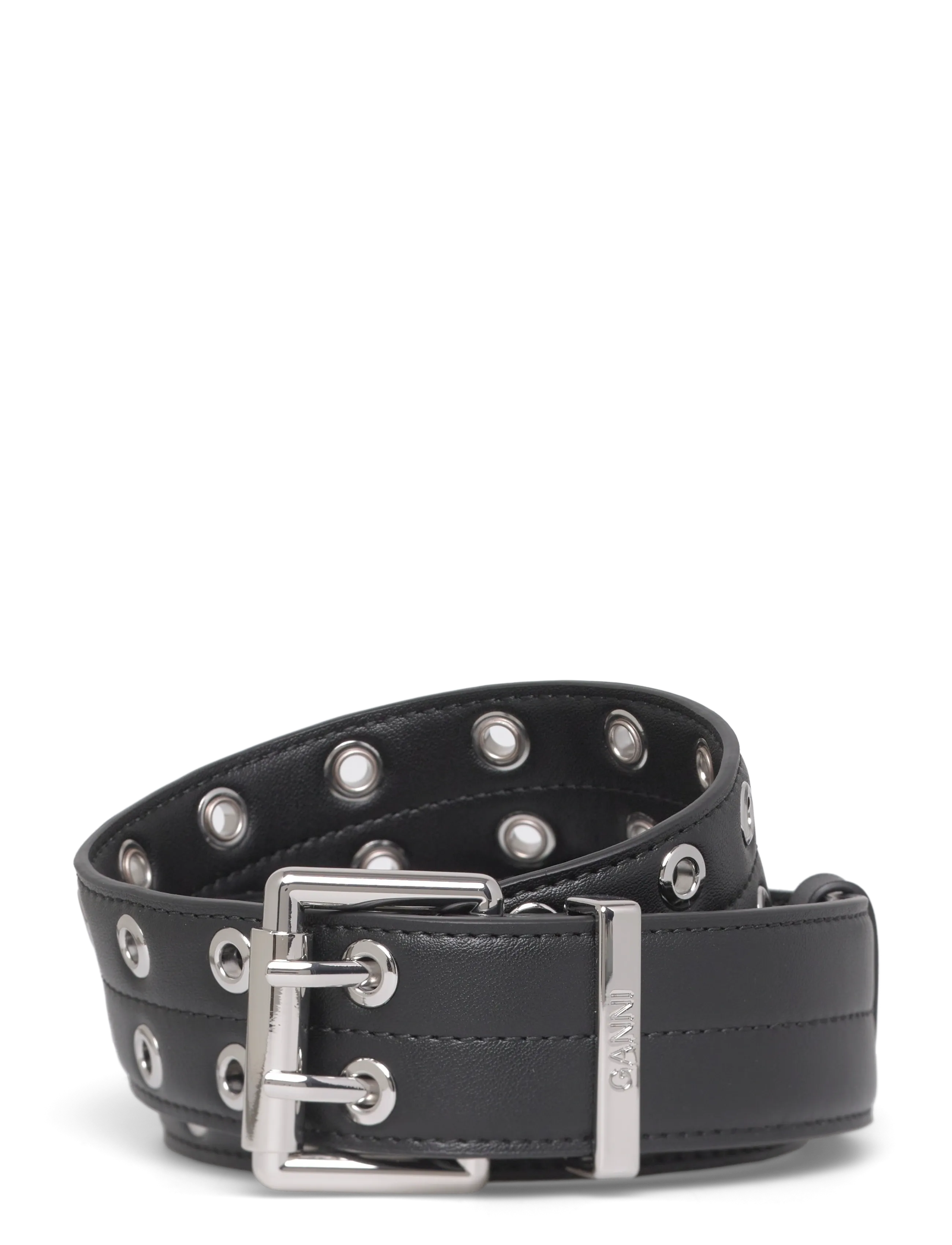 Ganni Double Eyelet Belt - Gürtel - BLACK / black