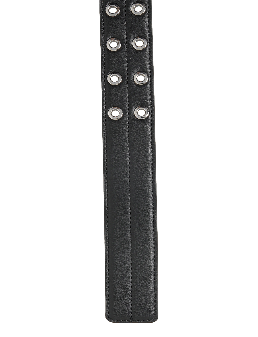 Ganni - Double Eyelet Belt - ledergürtel - black - 2