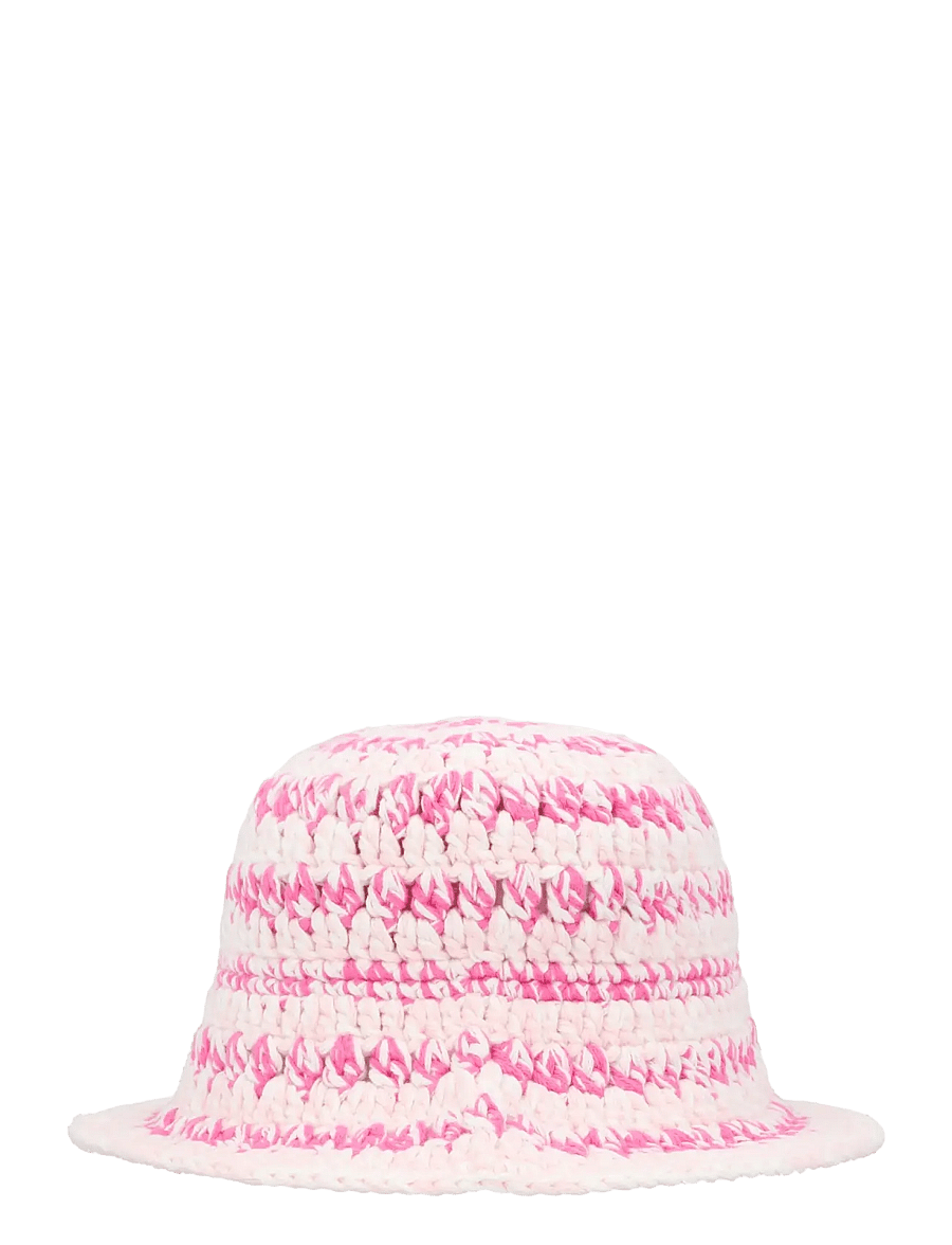 Ganni - Cotton Crochet Bucket Hat - anglerhüte - pink - 1