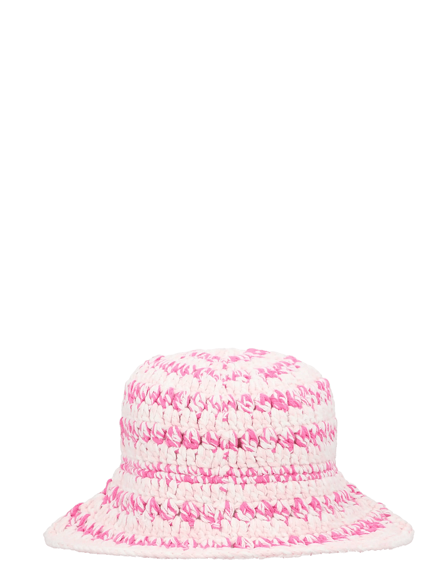 Ganni - Cotton Crochet Bucket Hat - anglerhüte - pink - 2