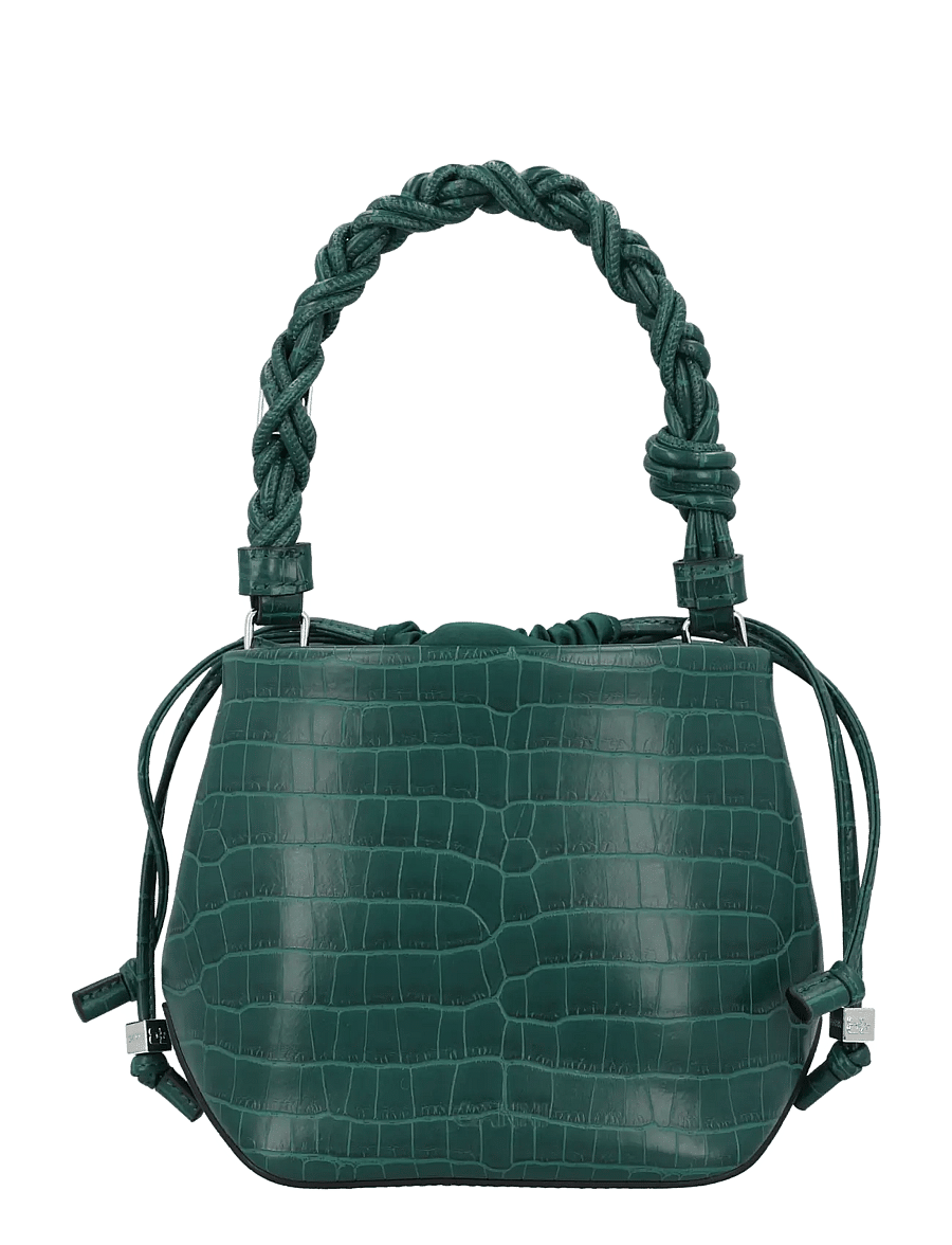 Ganni - Green Patent crco Bou Bucket Bag - beuteltaschen - green - 1
