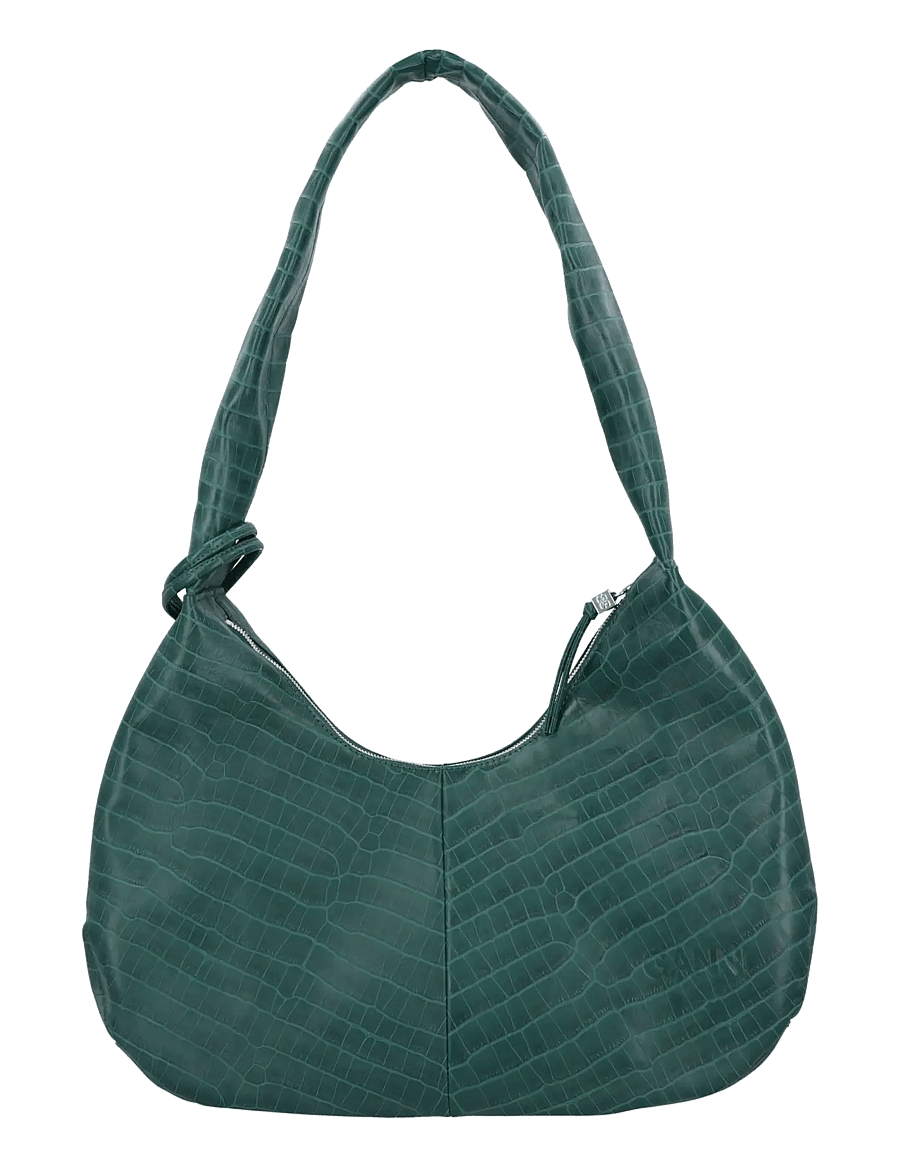 Ganni - Croco Medium Hobo Bag - schultertaschen - green - 1
