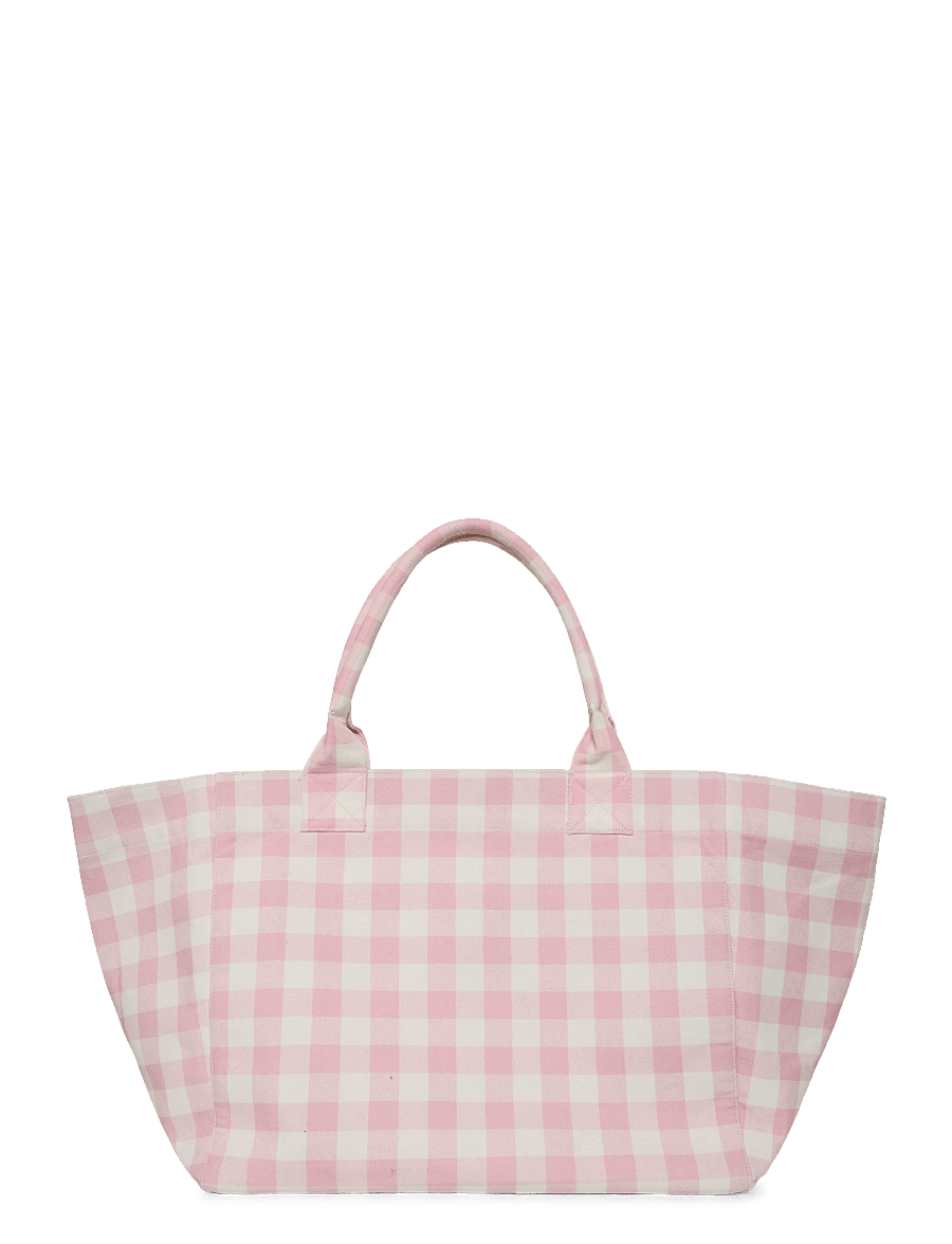 Ganni - Vicky Check Tote Bag - tote bags - pink - 1