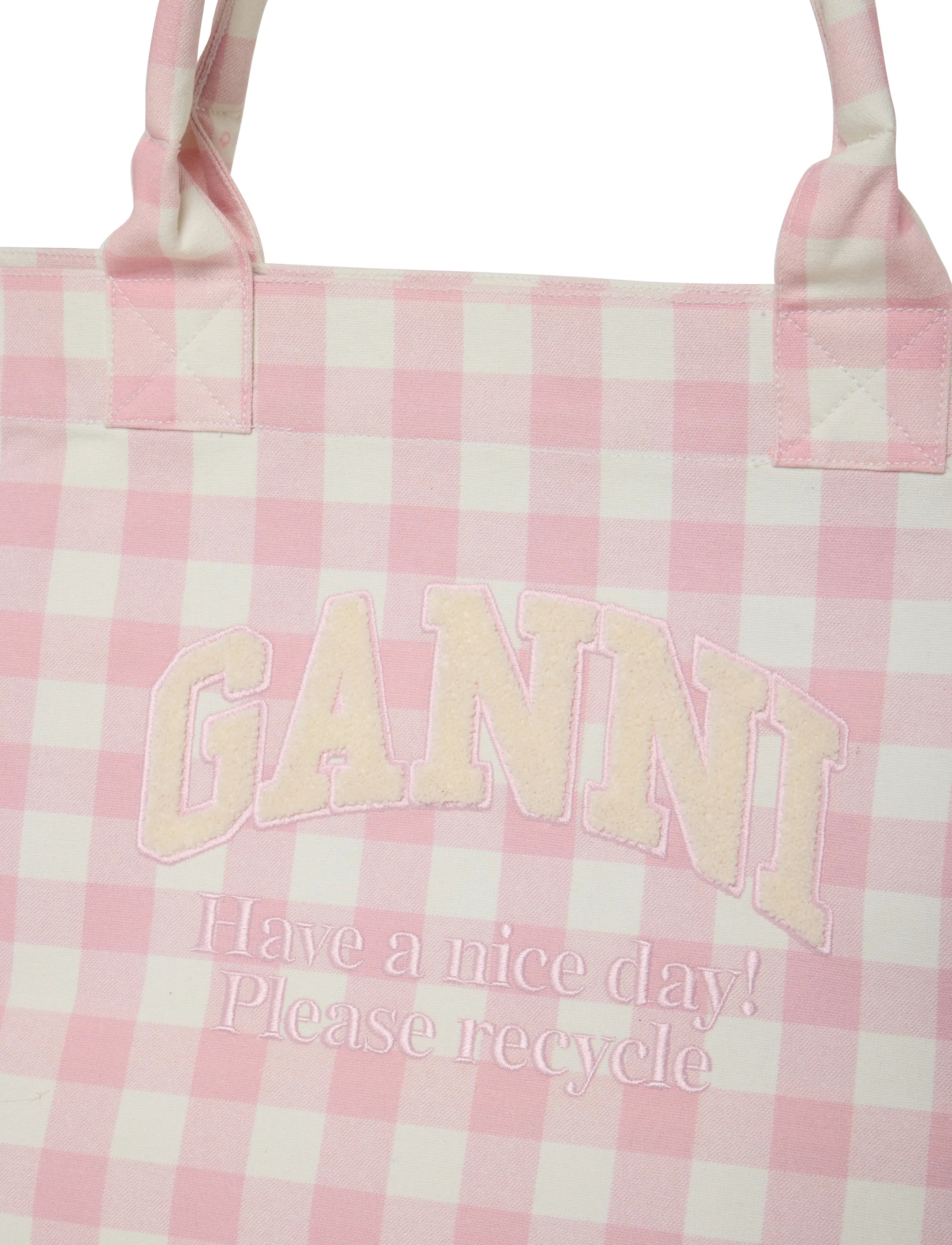Ganni - Vicky Check Tote Bag - tote bags - pink - 2
