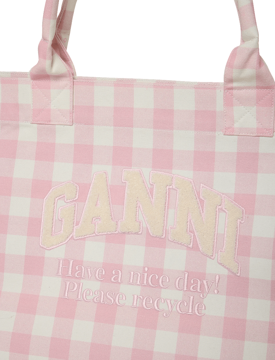 Ganni - Vicky Check Tote Bag - tote bags - pink - 2