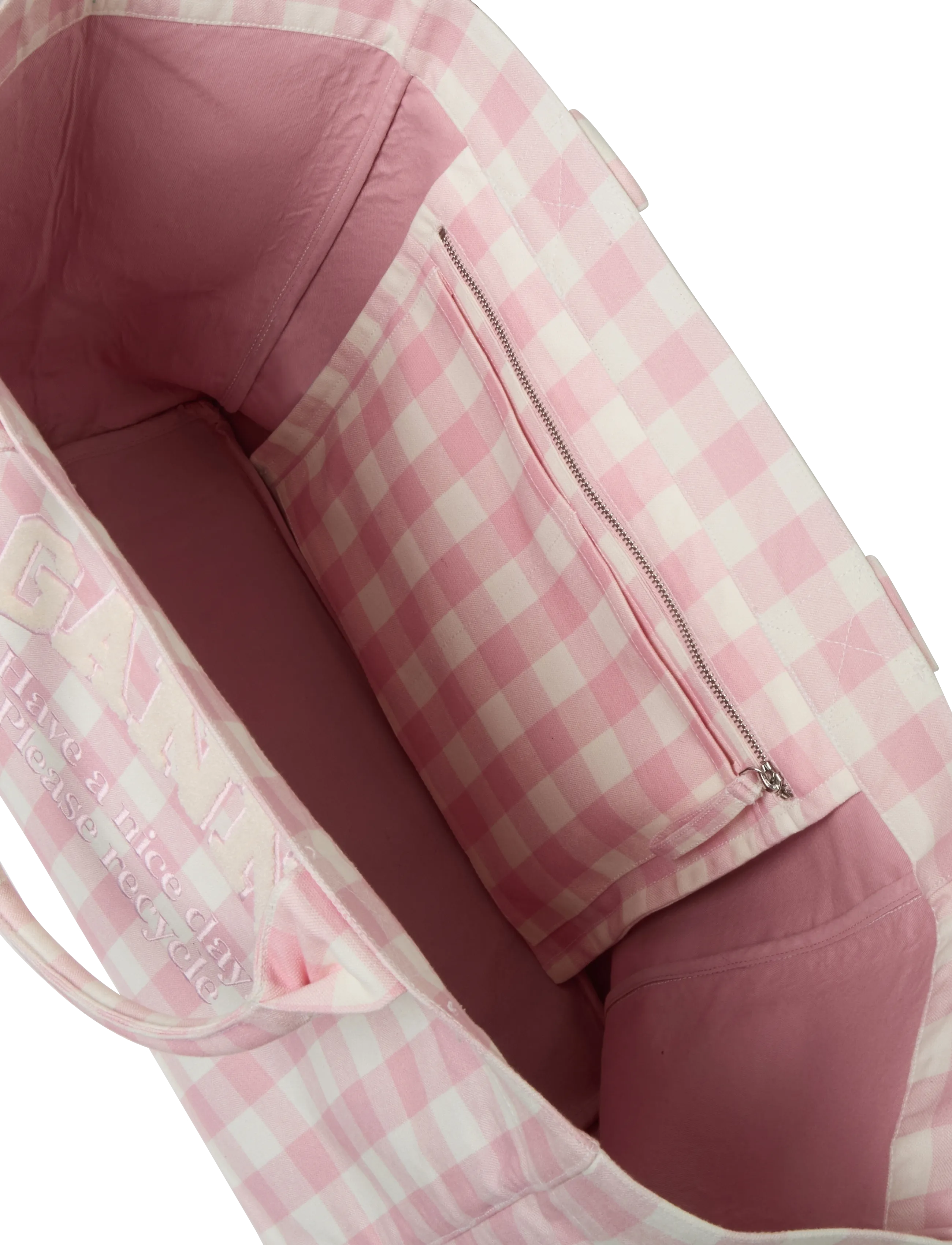 Ganni - Vicky Check Tote Bag - tote bags - pink - 3