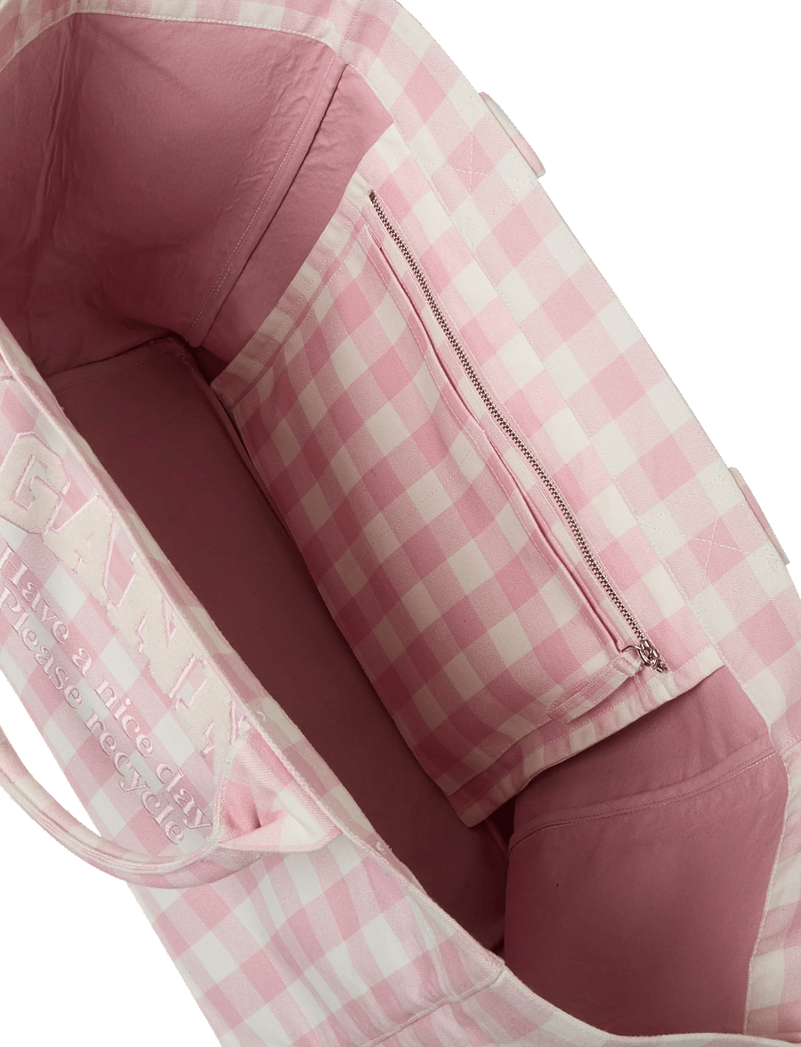 Ganni - Vicky Check Tote Bag - tote bags - pink - 3
