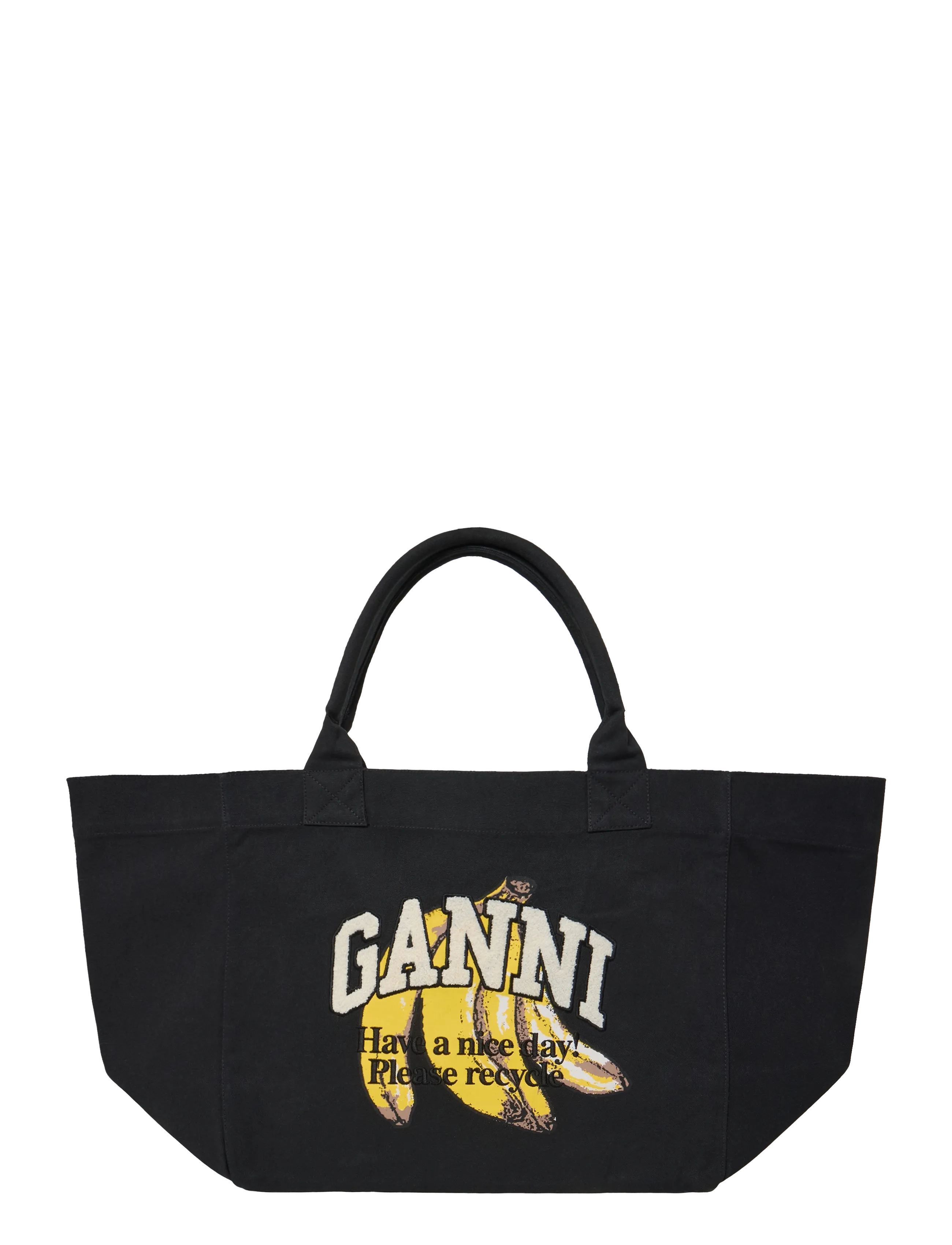 Ganni Xxl Print Tote, Kvinder, Print Tote Taske, Sort, Str: ONE SIZE