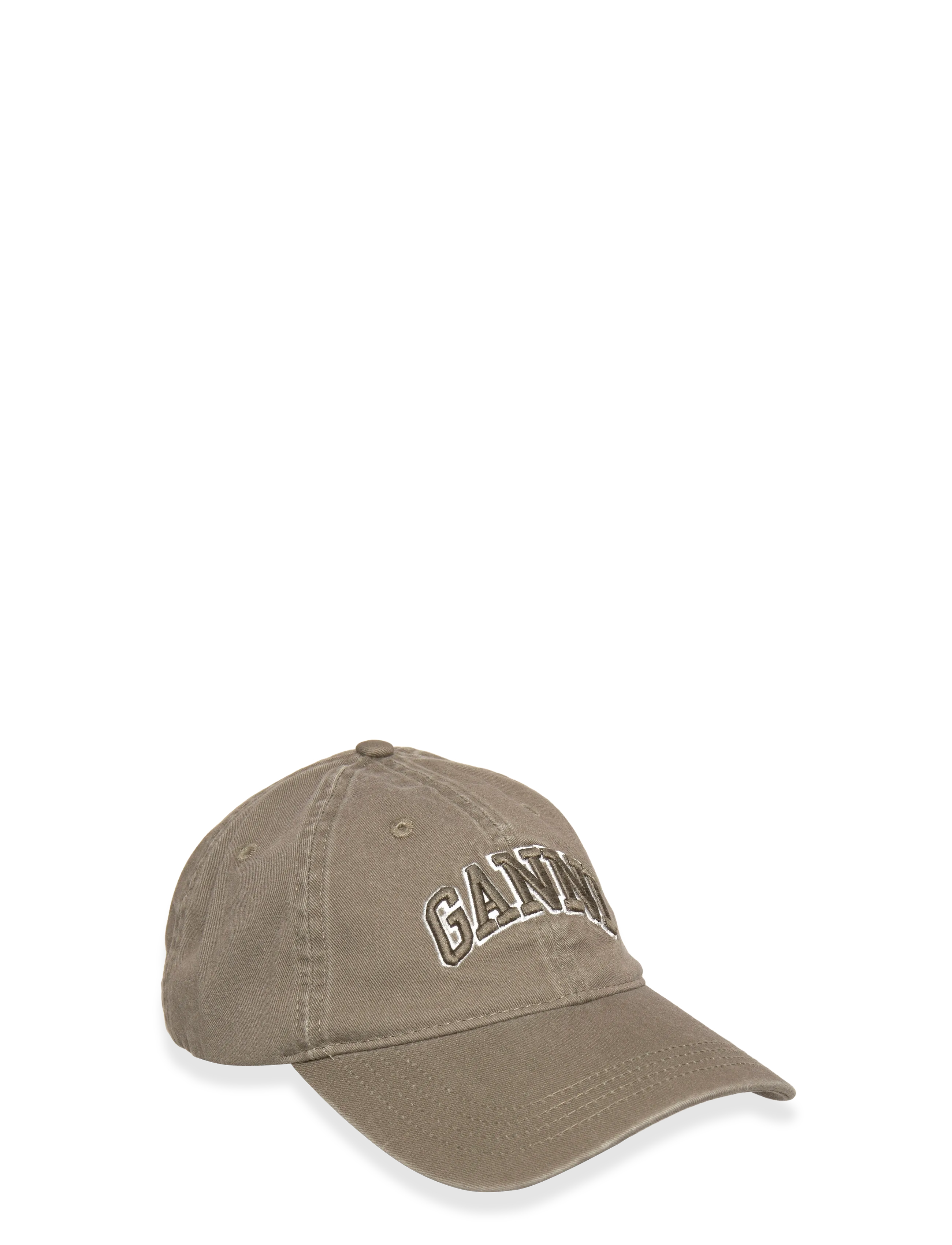 Ganni Washed Cotton Canvas Cap Emb - GANNI - GREEN / khaki/green