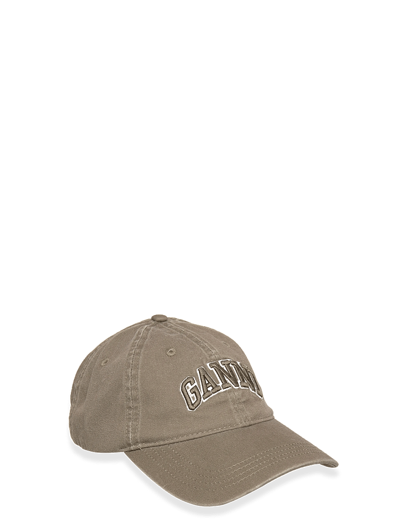 Ganni - Washed Cotton Canvas Cap Emb - green - 0