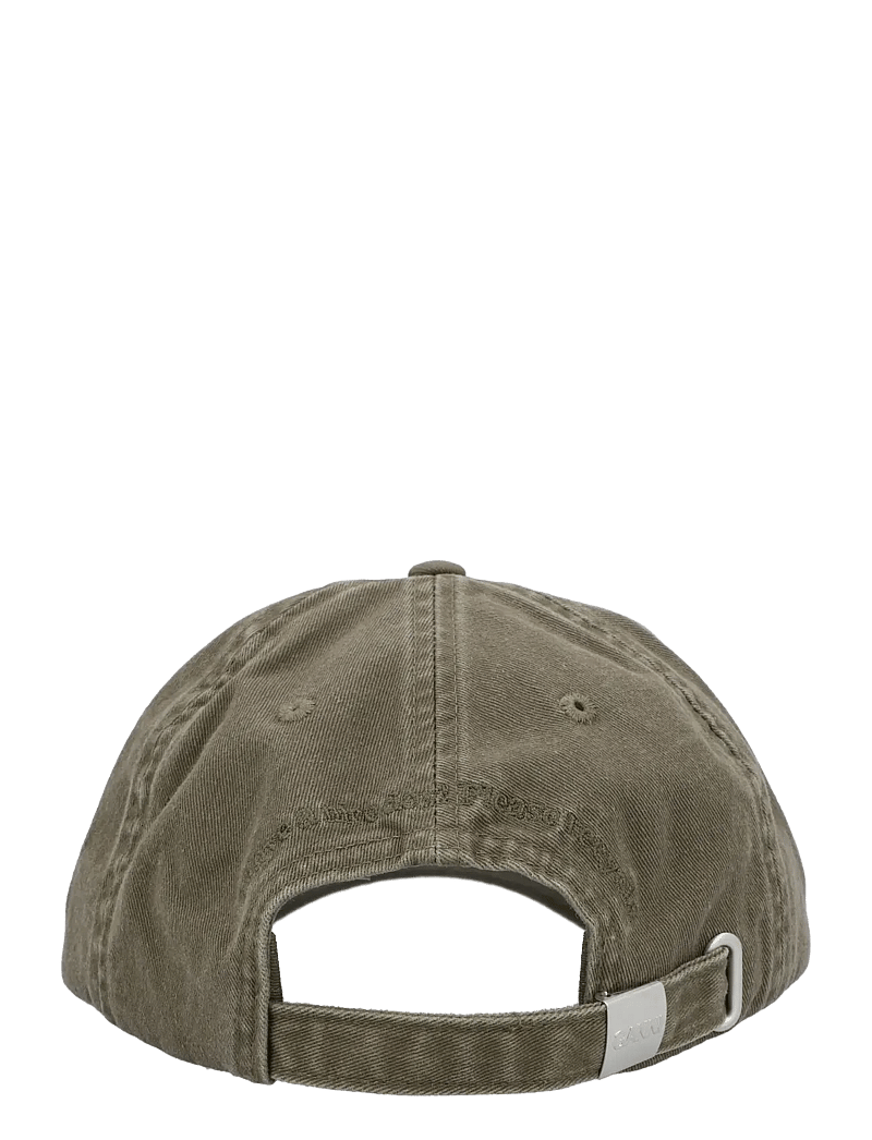 Ganni - Washed Cotton Canvas Cap Emb - green - 2