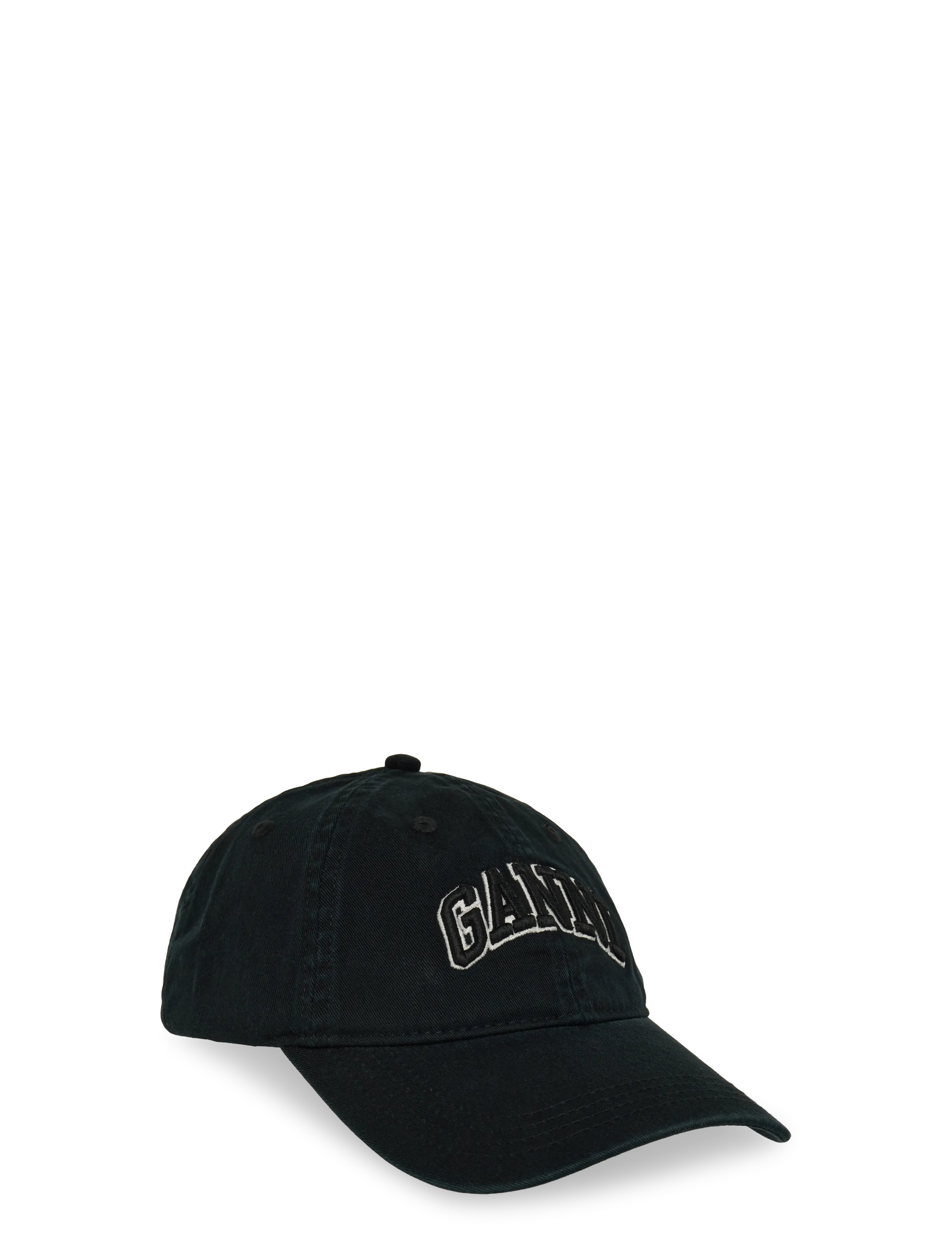 Ganni Slate Cotton Baseball Cap - Kappen - BLACK / black