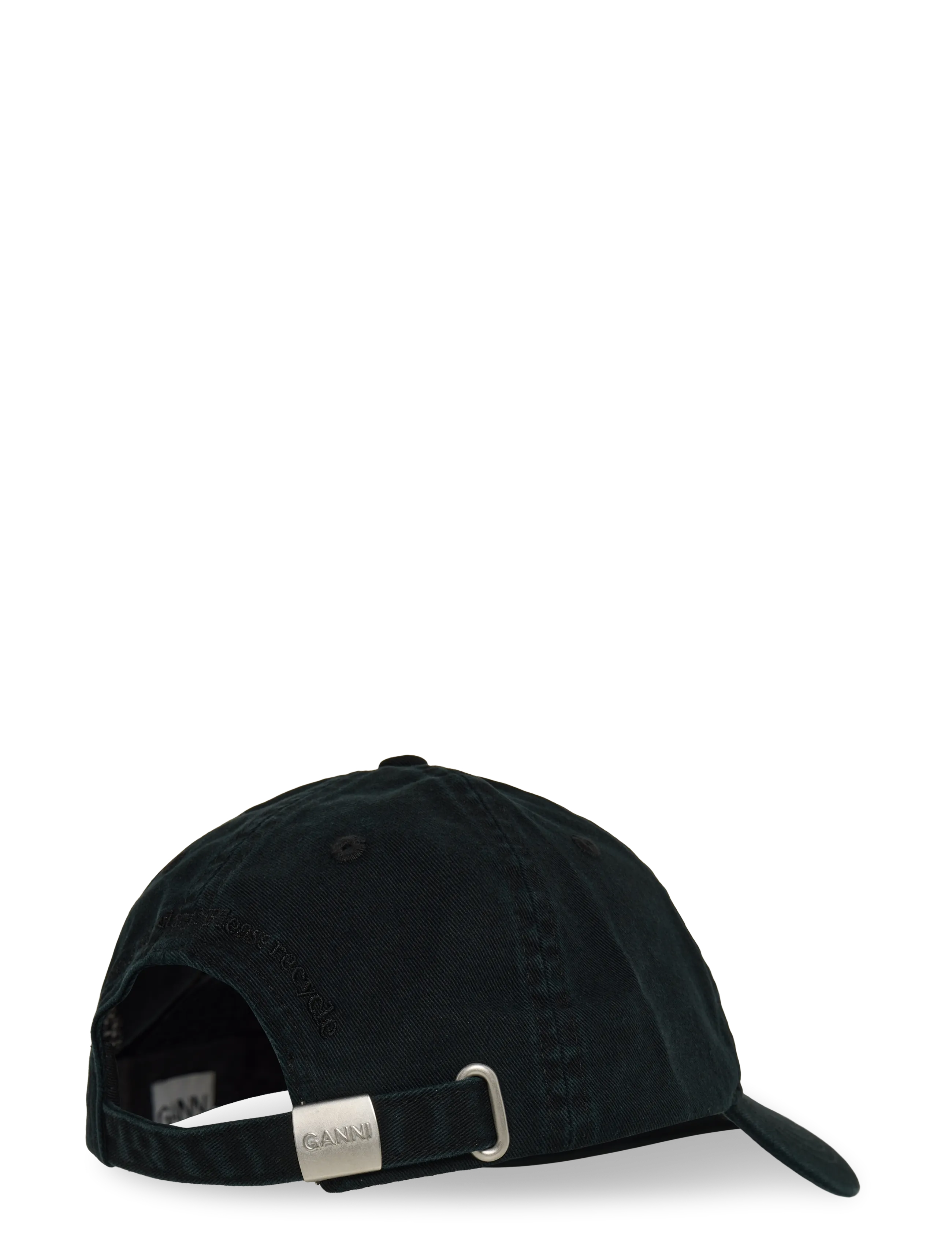 Ganni - Slate Cotton Baseball Cap - kappen - black - 1