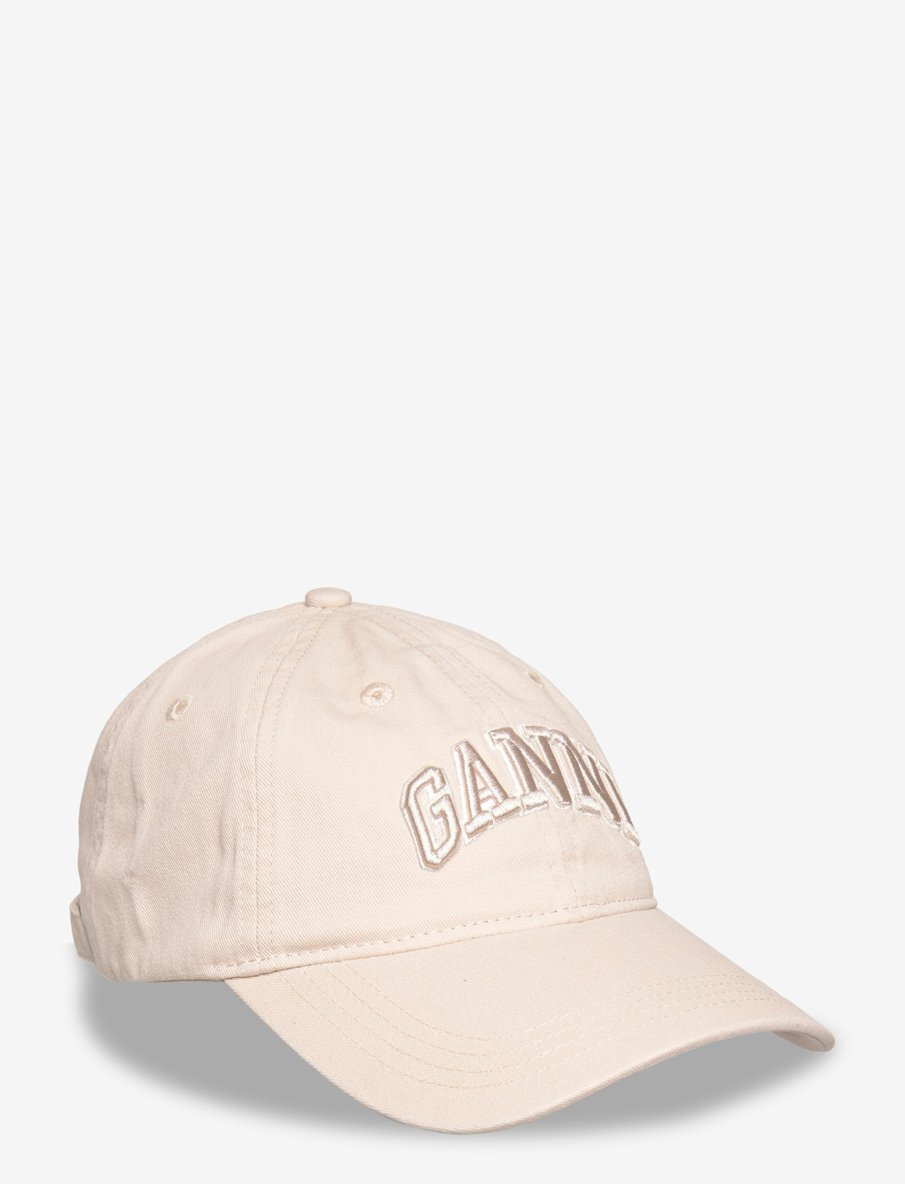Ganni - Washed Cotton Canvas Cap Emb - kasketter & caps - white - 0