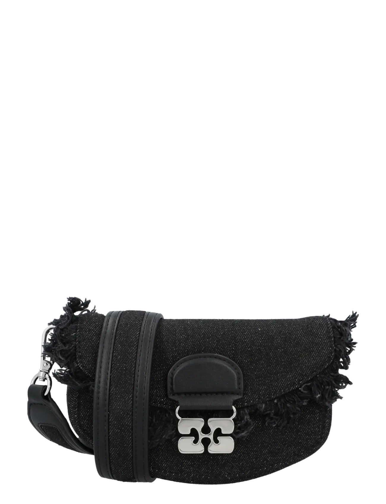 Ganni Apo-G Logo Plaque Mini Shoulder Bag, One Size, Bags, Schwarz - Crossbody Frauen