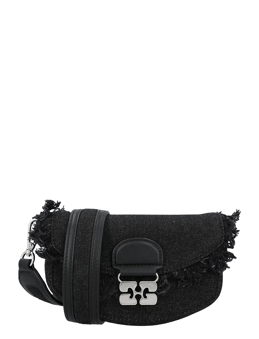 Ganni - Apo-G Logo Plaque Mini Shoulder Bag - black - 0