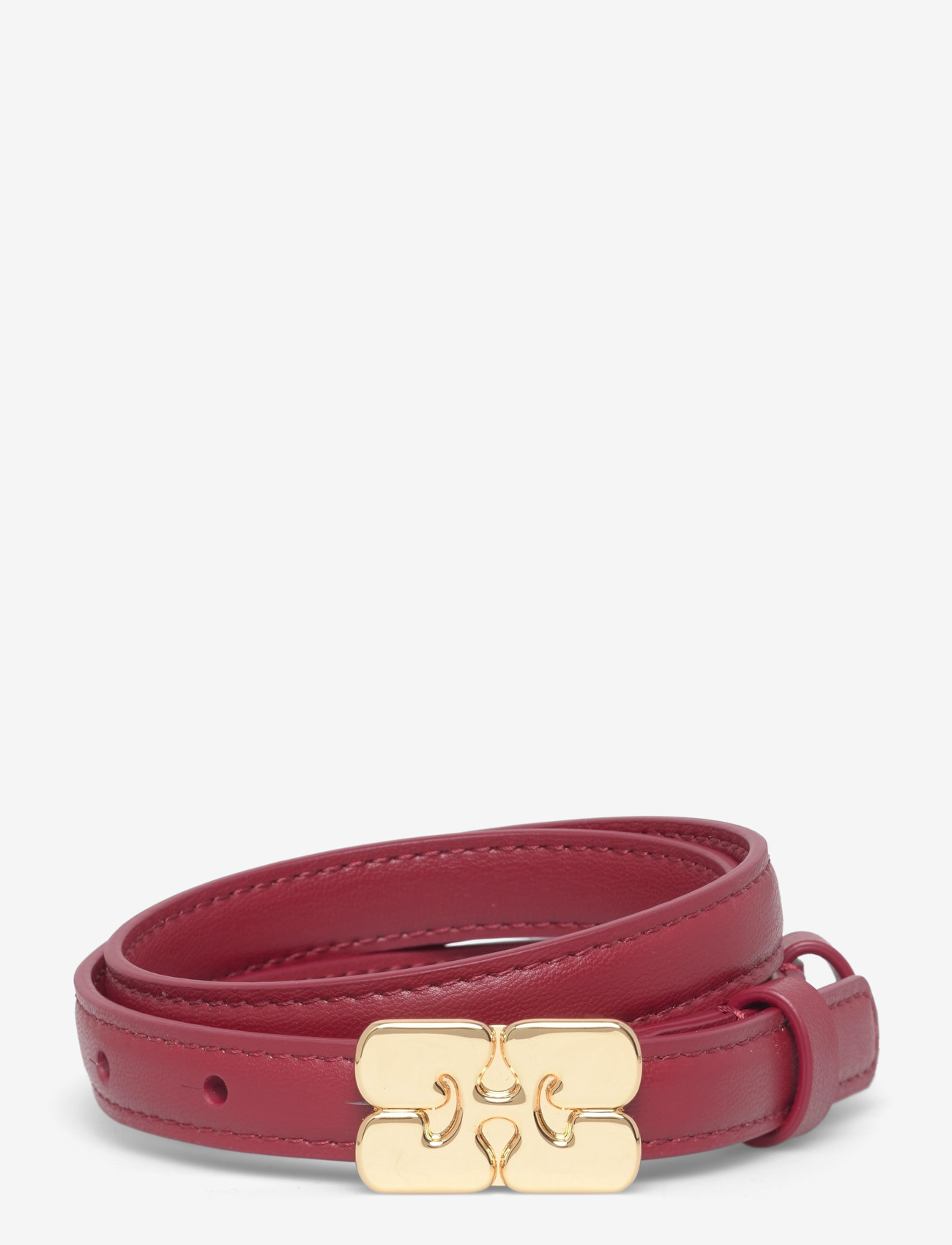 Ganni - Kat Belt Small - læderbælter - red - 0