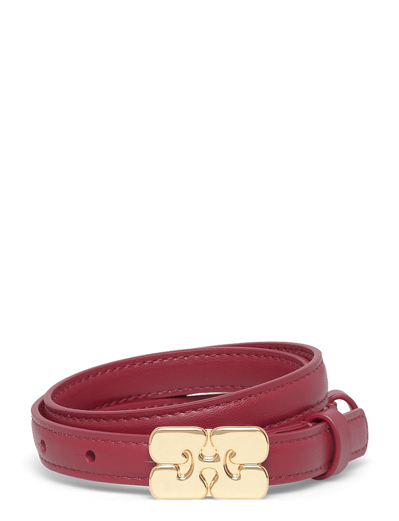 Ganni - Kat Belt Small - læderbælter - red - 0