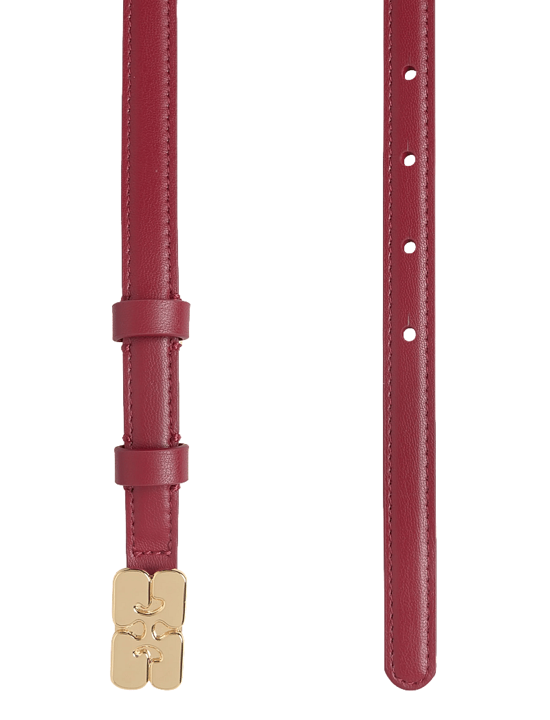 Ganni - Kat Belt Small - læderbælter - red - 1