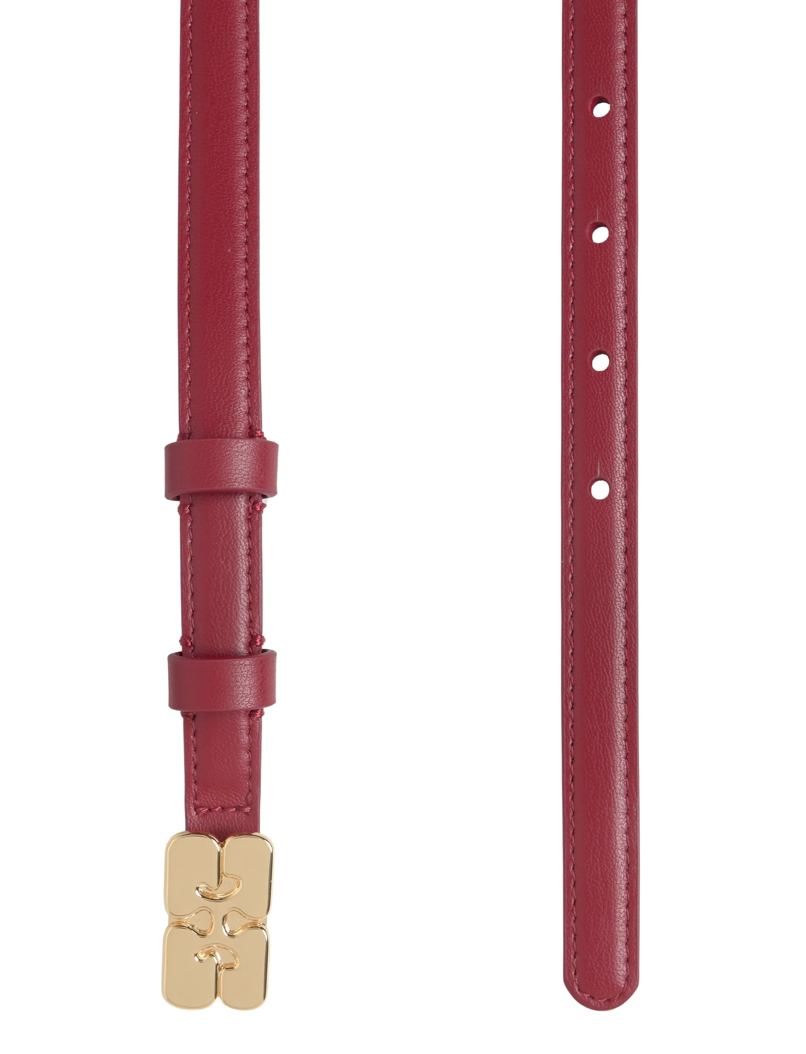 Ganni - Kat Belt Small - läderskärp - red - 1