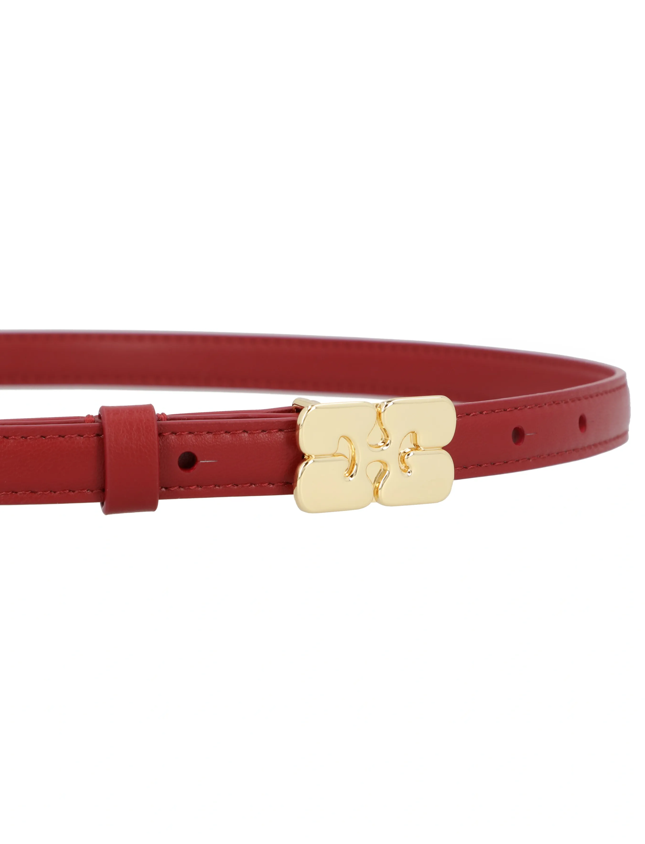 Ganni - Kat Belt Small - läderskärp - red - 2