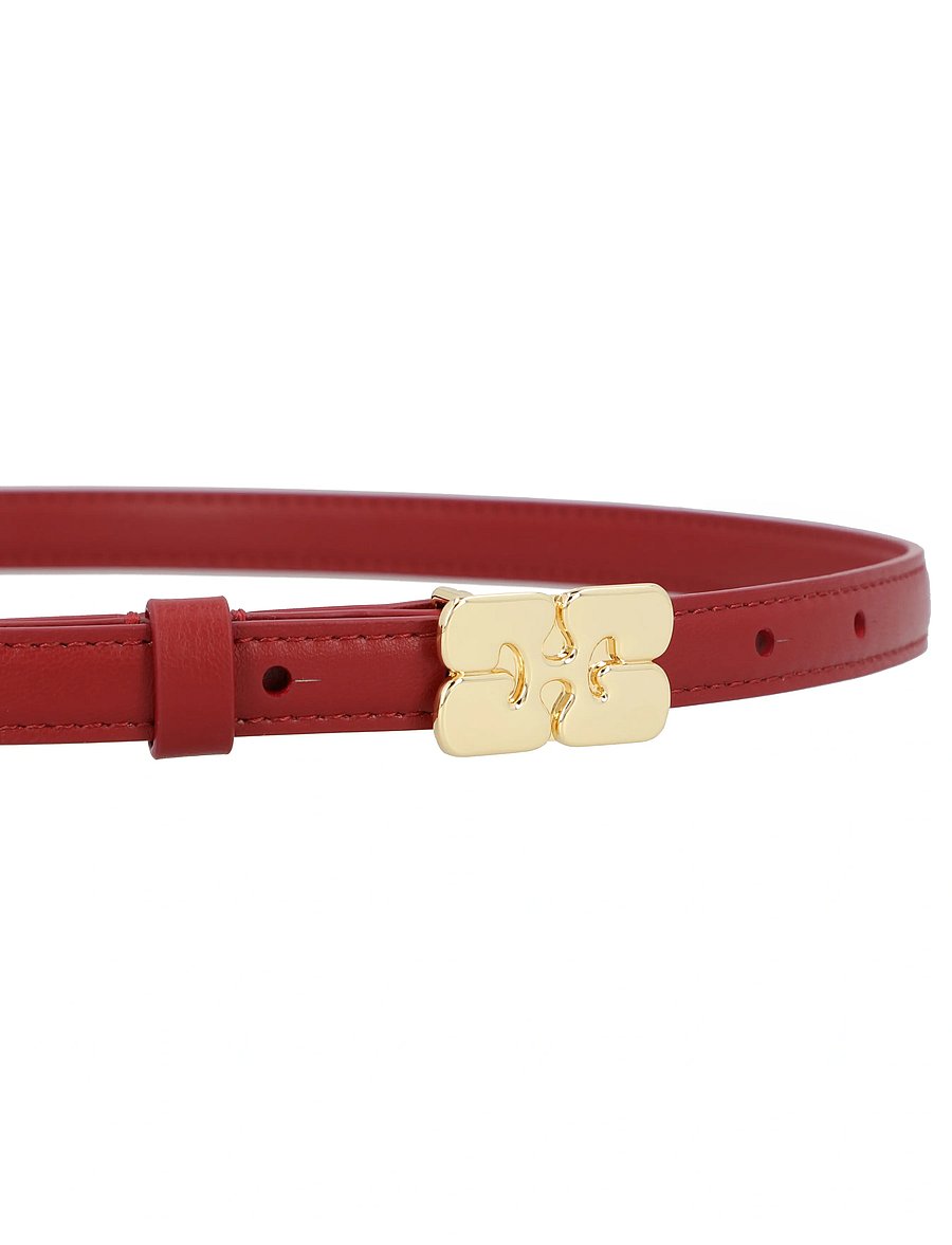 Ganni - Kat Belt Small - läderskärp - red - 2