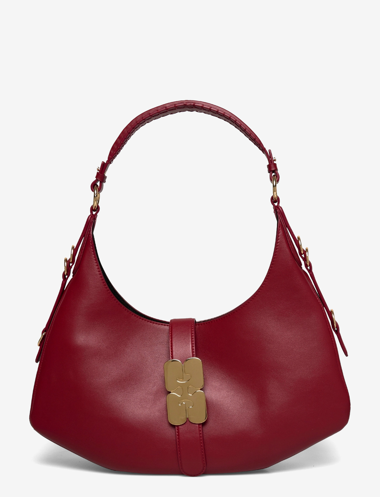 Ganni - Kat Small Leather Shoulder Bag - modetrender - red - 0