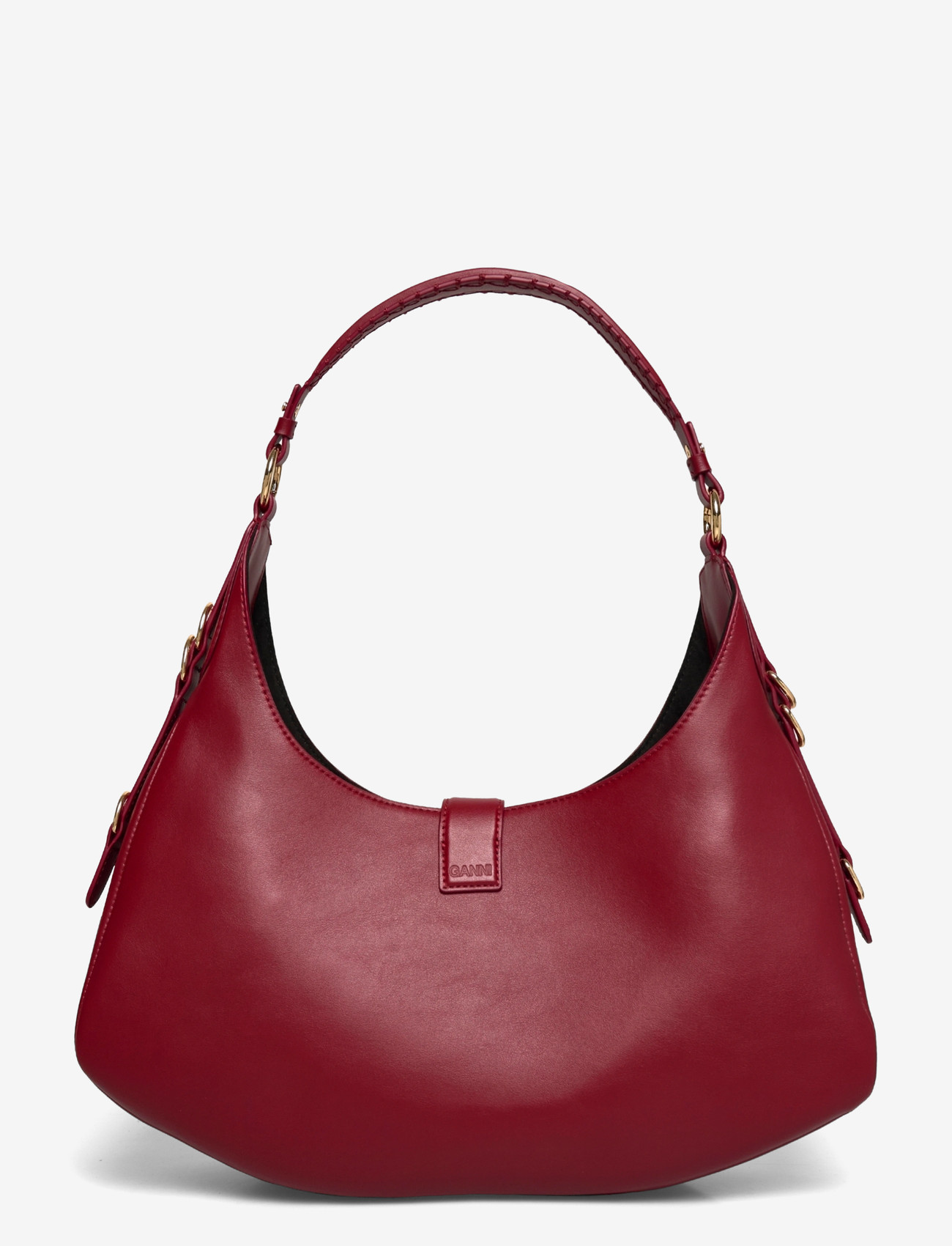 Ganni - Kat Small Leather Shoulder Bag - modetrender - red - 1