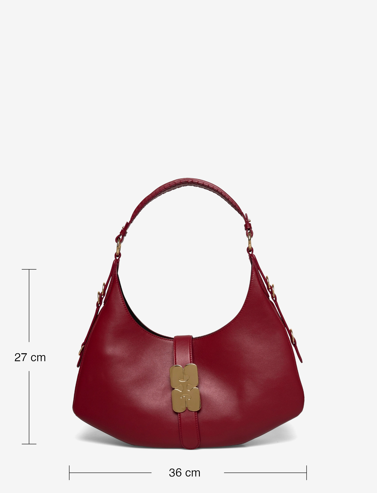 Ganni - Kat Small Leather Shoulder Bag - modetrender - red - 3