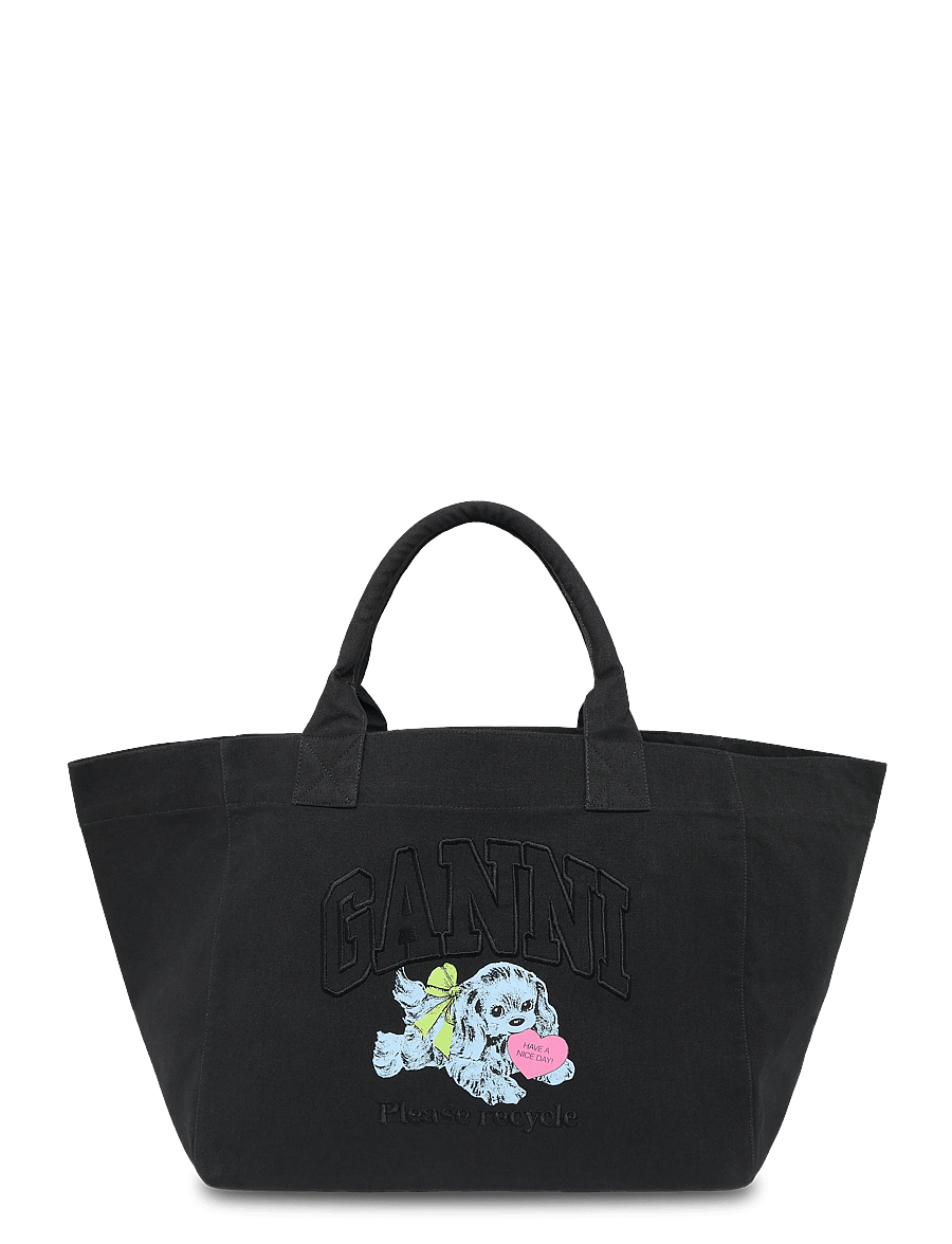Ganni - XXL Puppy Tote Bag - tote bags - grey - 0