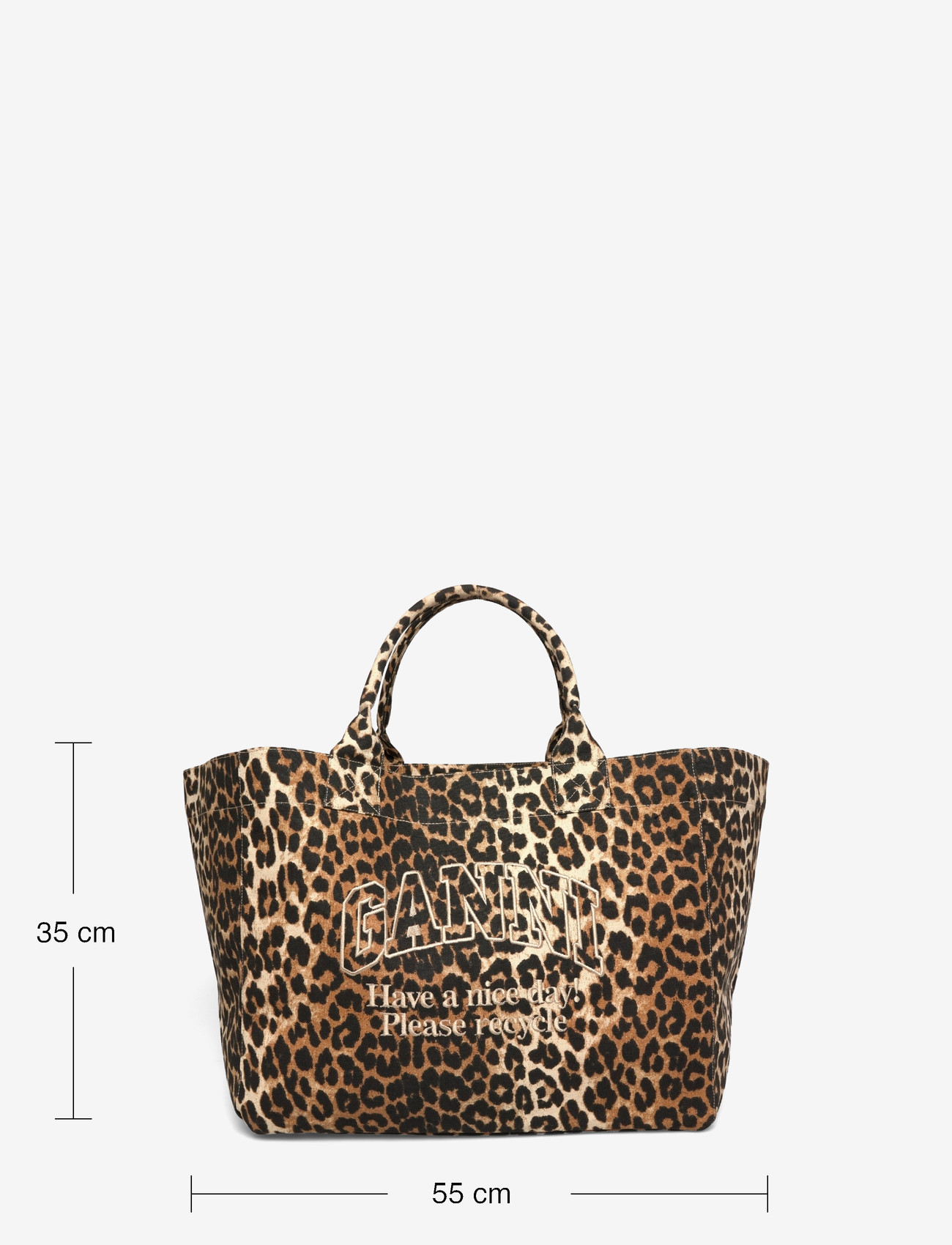 Ganni - Leopard Print Logo Large Tote bag - shoppere - brown - 3