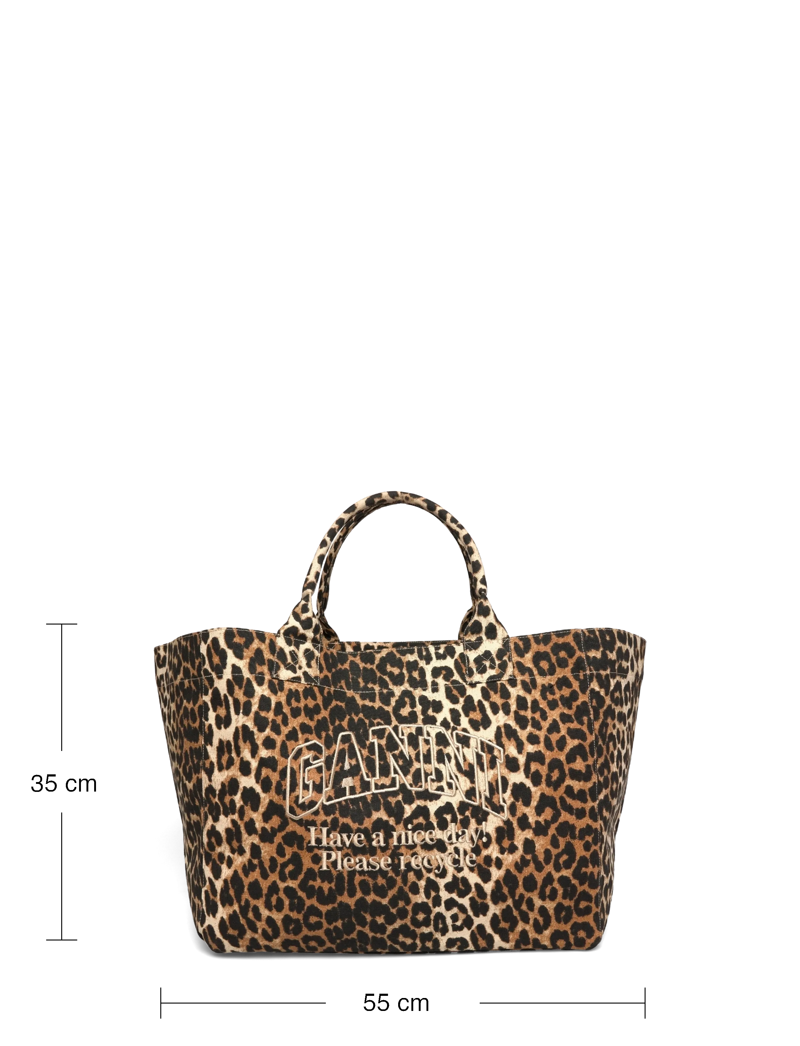 Ganni - Leopard Print Logo Large Tote bag - shoppers - brown - 3