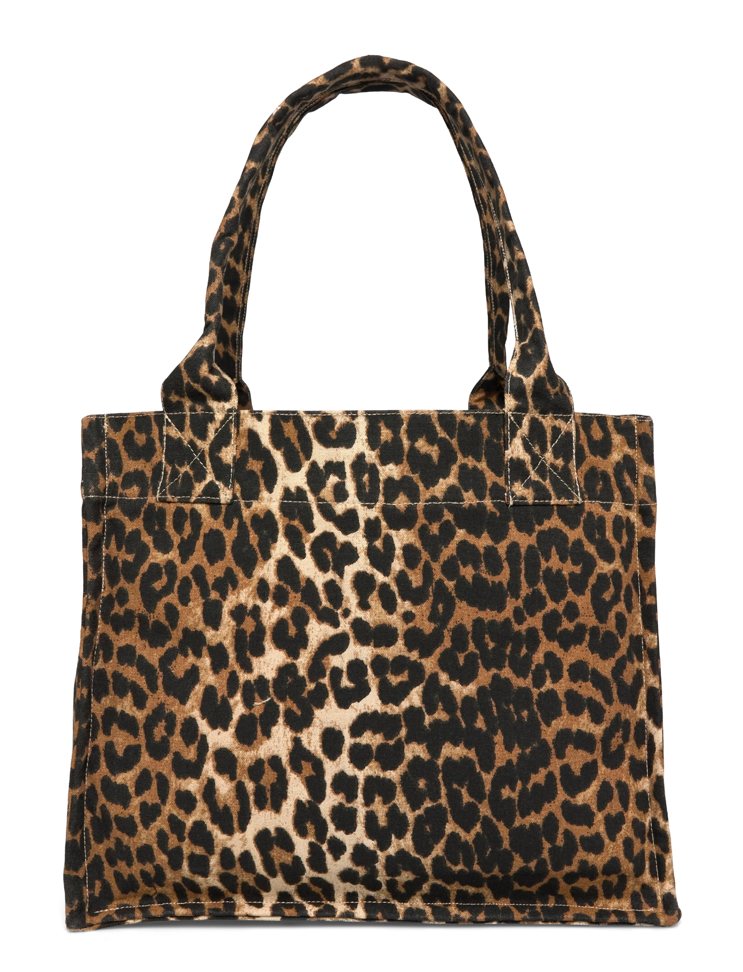 Ganni - Leopard Large Canvas Tote Bag - shopper - brown - 1