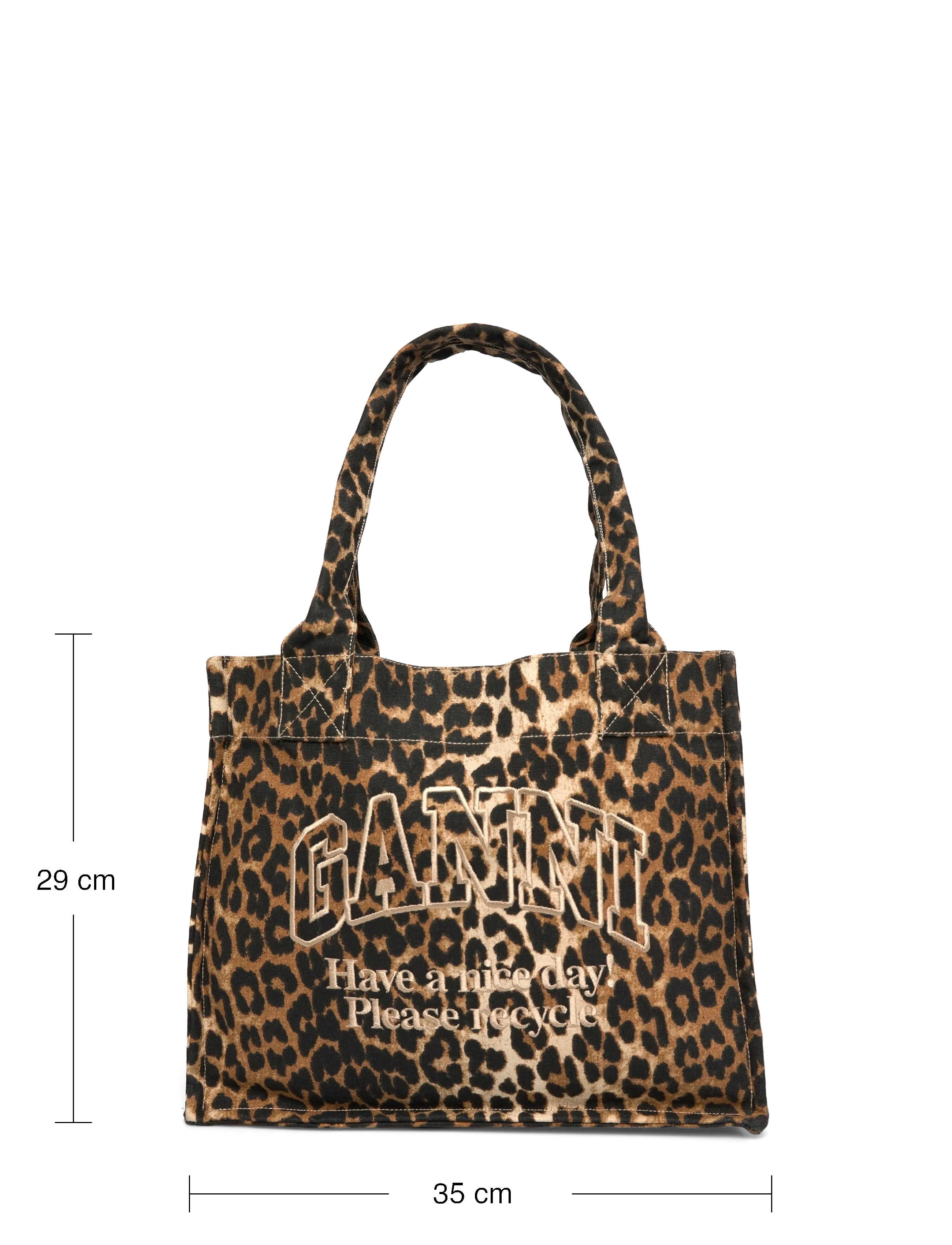 Ganni - Leopard Large Canvas Tote Bag - shopper - brown - 3