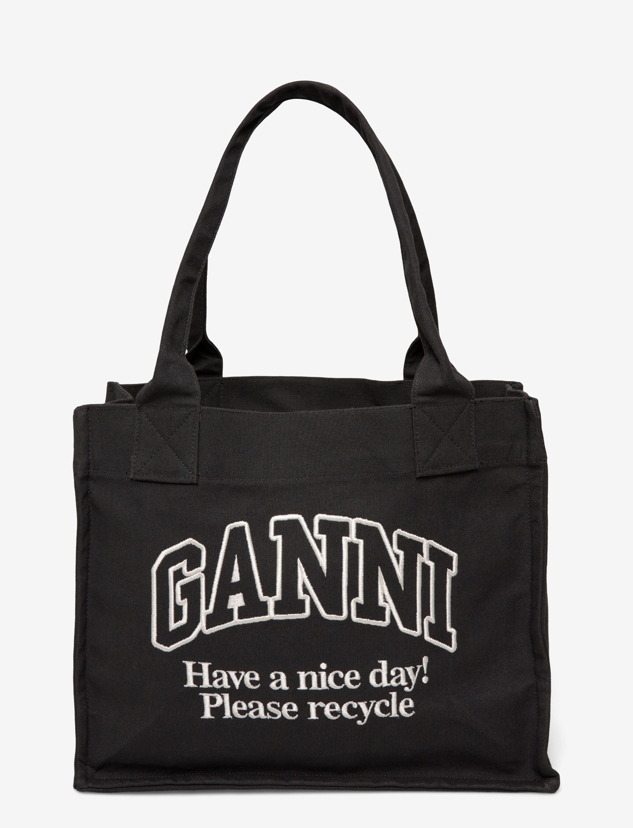 Ganni - Large Easy Shopper Bag in Canvas - shoppers - grey - 0