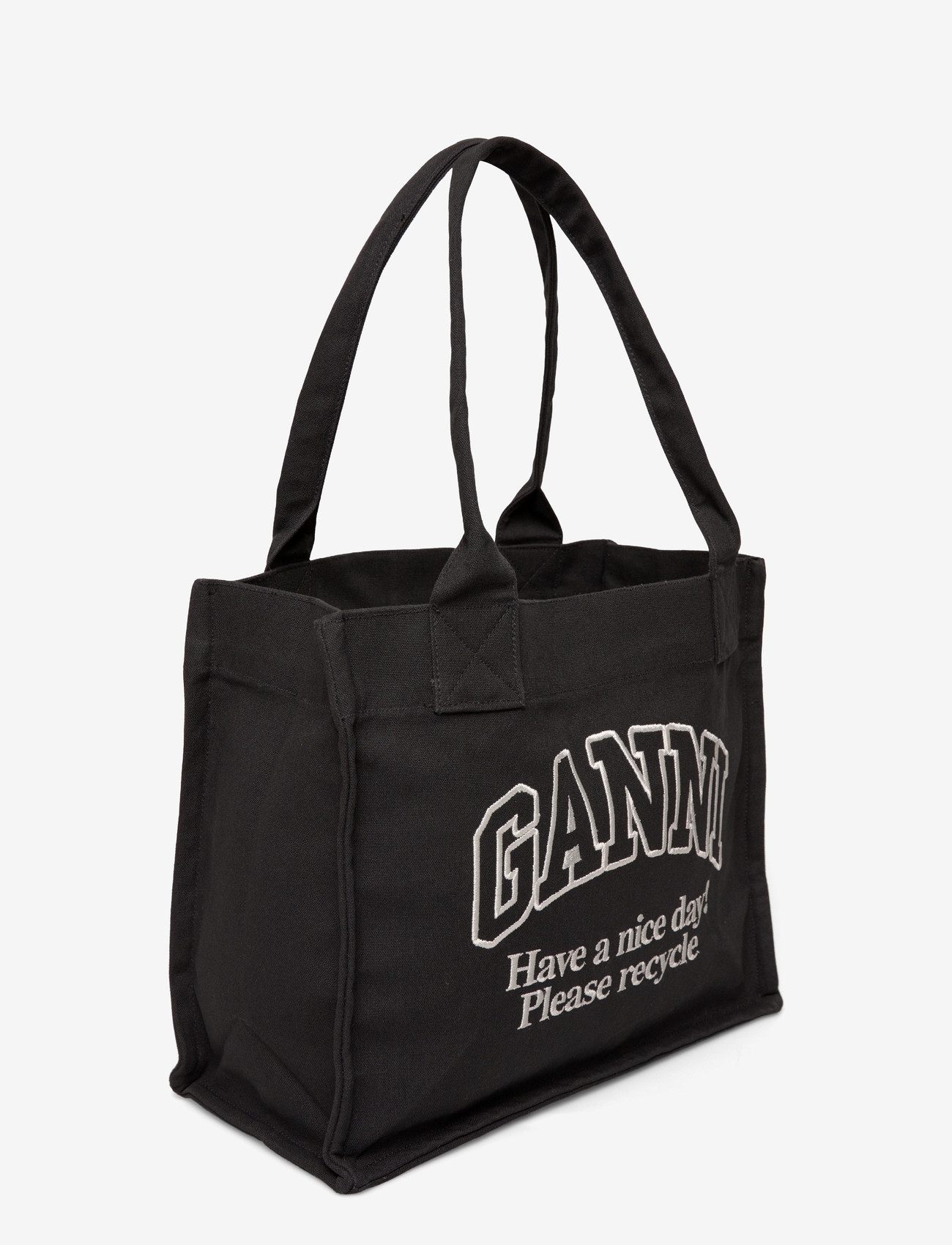Ganni - Large Easy Shopper Bag in Canvas - shoppers - grey - 2