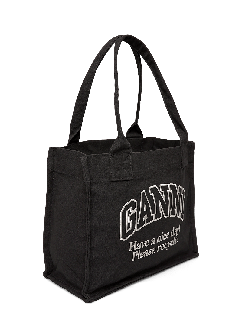 Ganni - Large Easy Shopper Bag in Canvas - shoppers - grey - 2