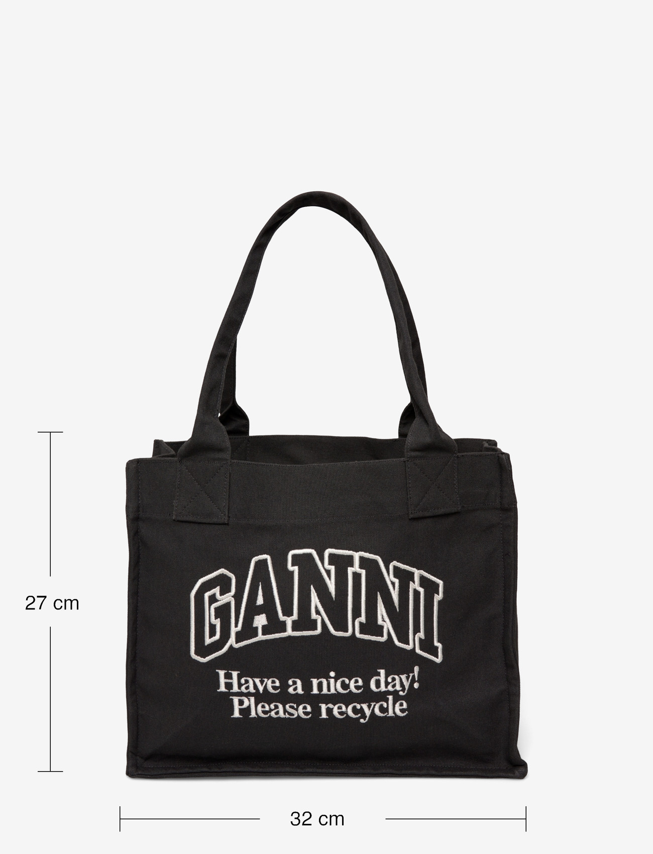 Ganni - Large Easy Shopper Bag in Canvas - shoppers - grey - 3