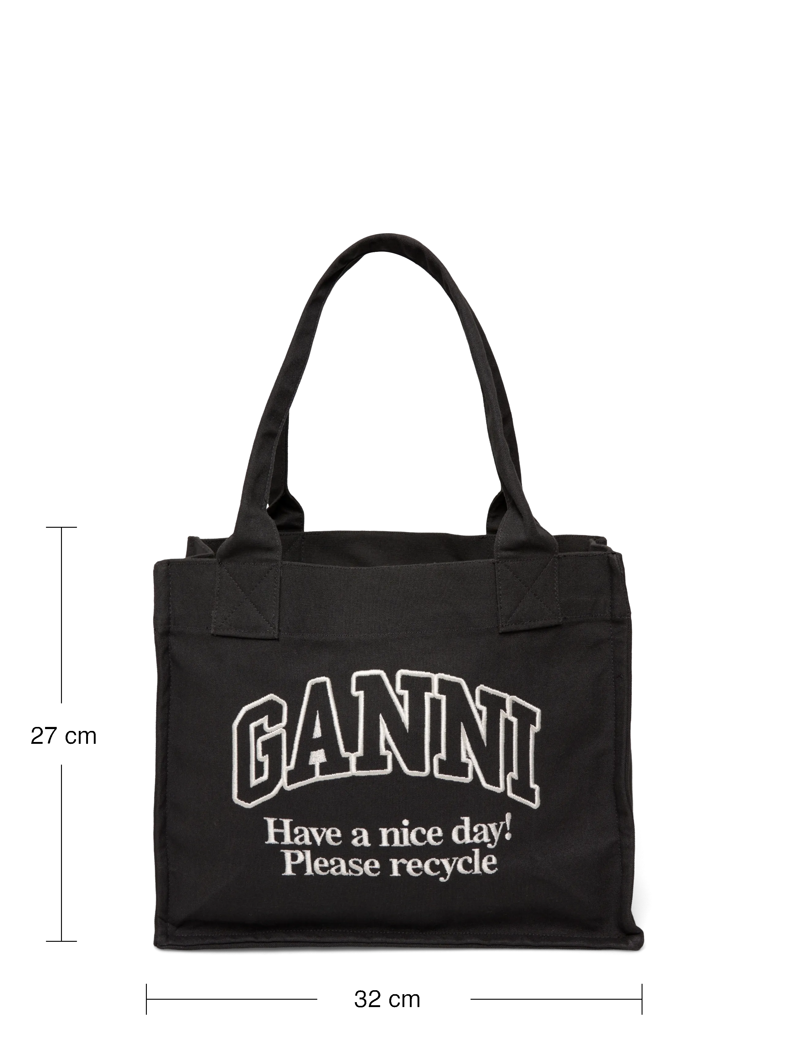 Ganni - Large Easy Shopper Bag in Canvas - shoppers - grey - 3