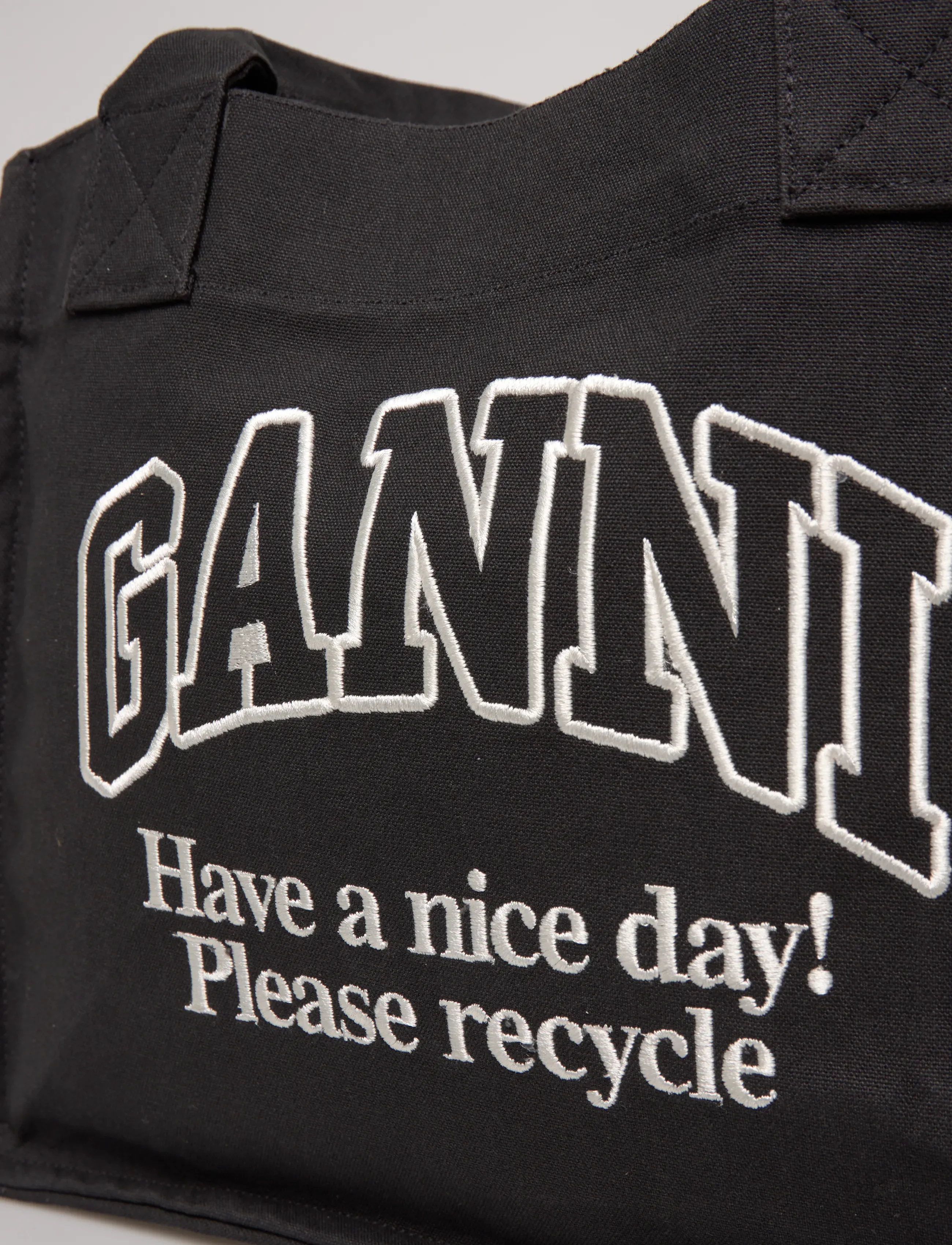 Ganni - Large Easy Shopper Bag in Canvas - shoppers - grey - 4