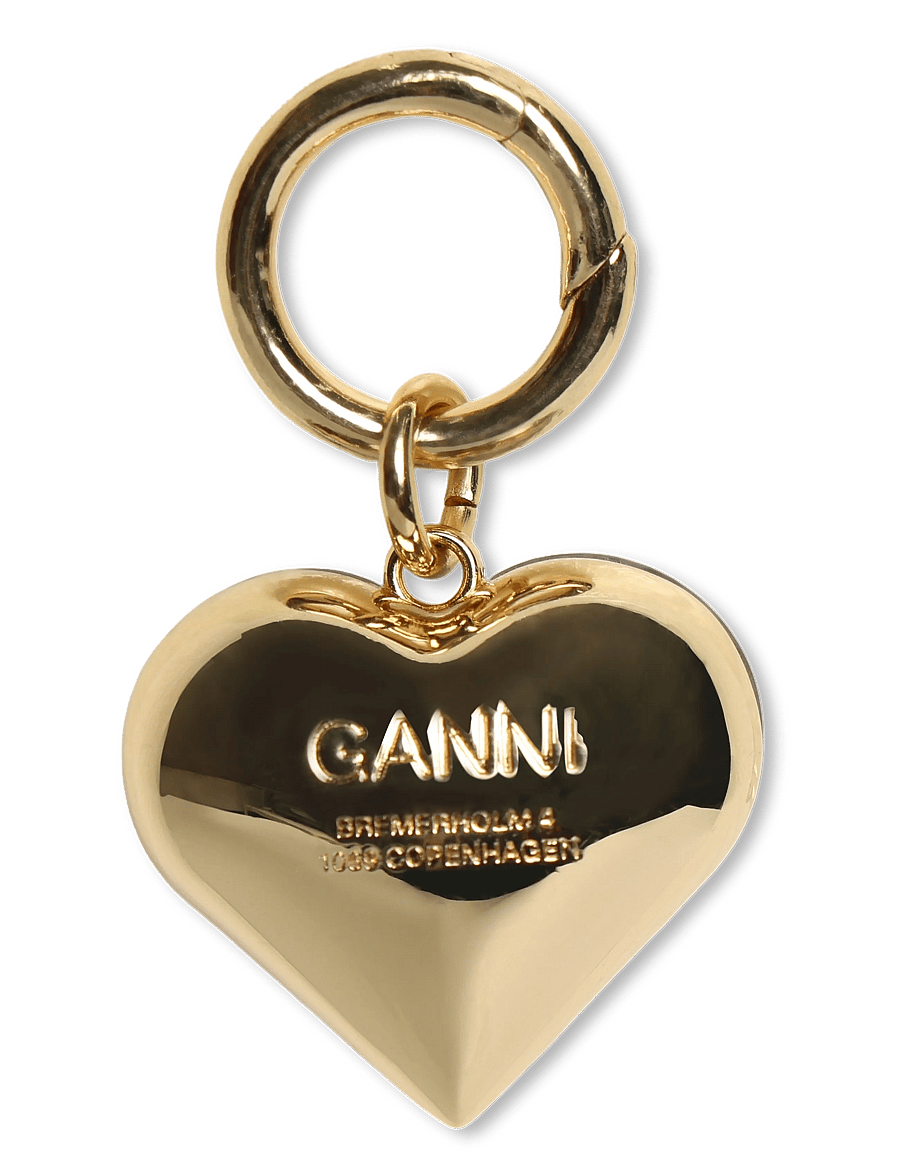 Ganni - Bou Heart Charm - nyckelringar & bag charms - brown - 1
