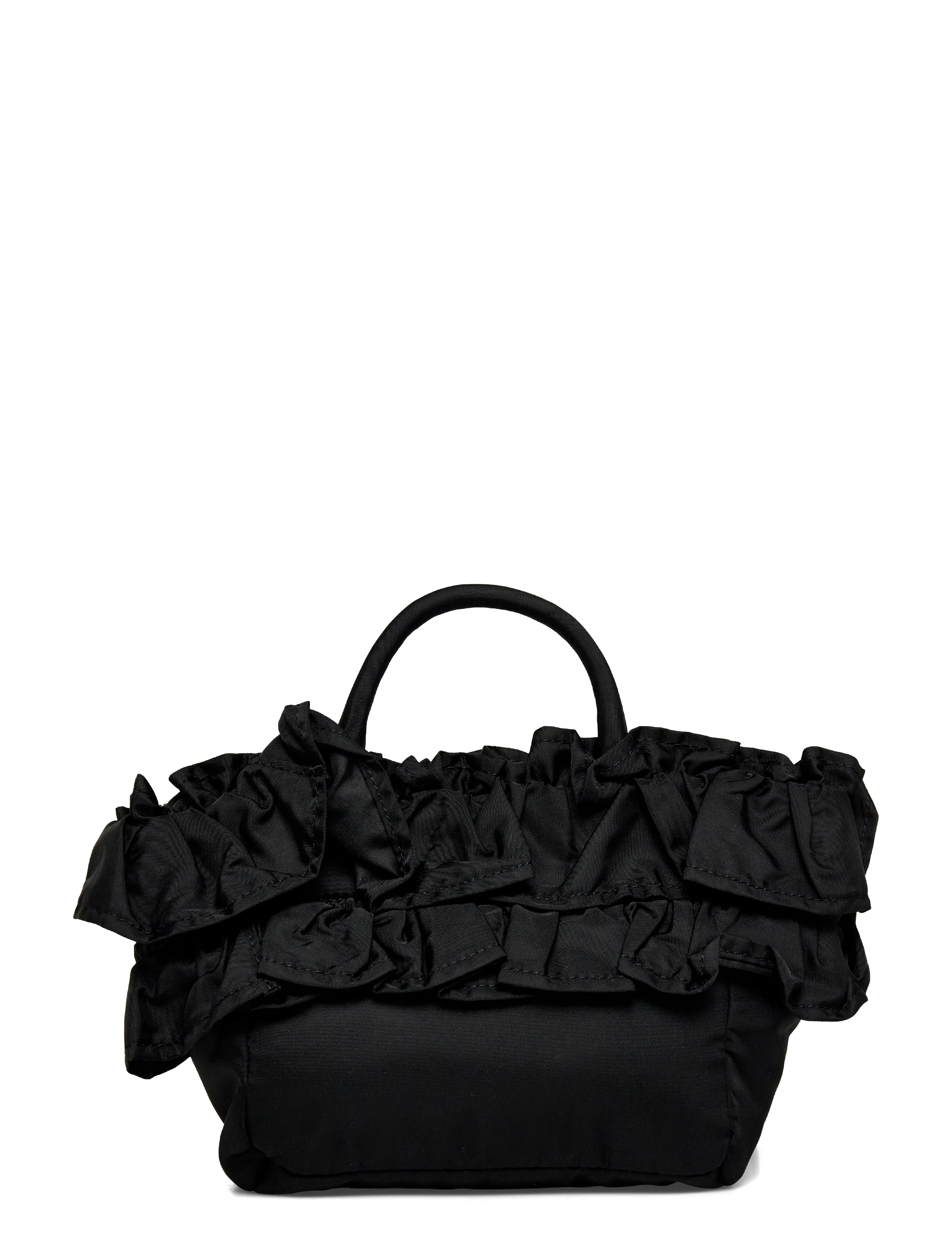 Ganni - Mini Ruffle Shopper Tote Bag - speciella tillfällen - black - 1