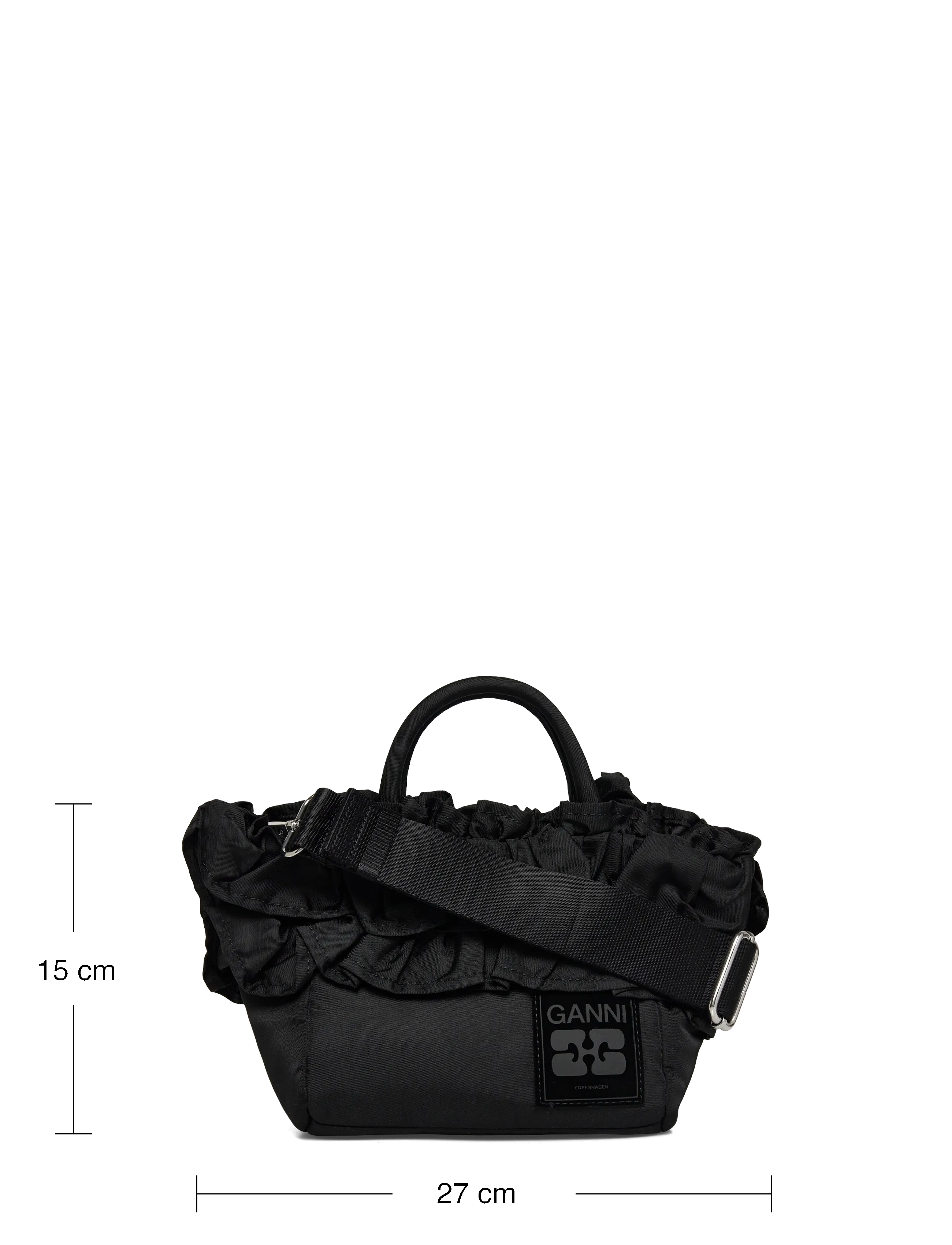 Ganni - Mini Ruffle Shopper Tote Bag - speciella tillfällen - black - 3