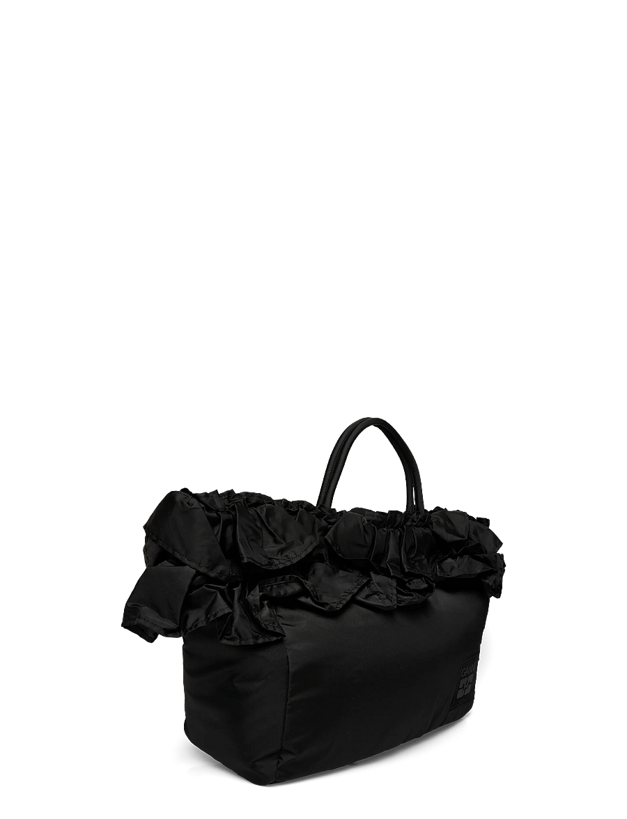 Ganni - Ruffle-Detail Tote Bag - særlige begivenheder - black - 2
