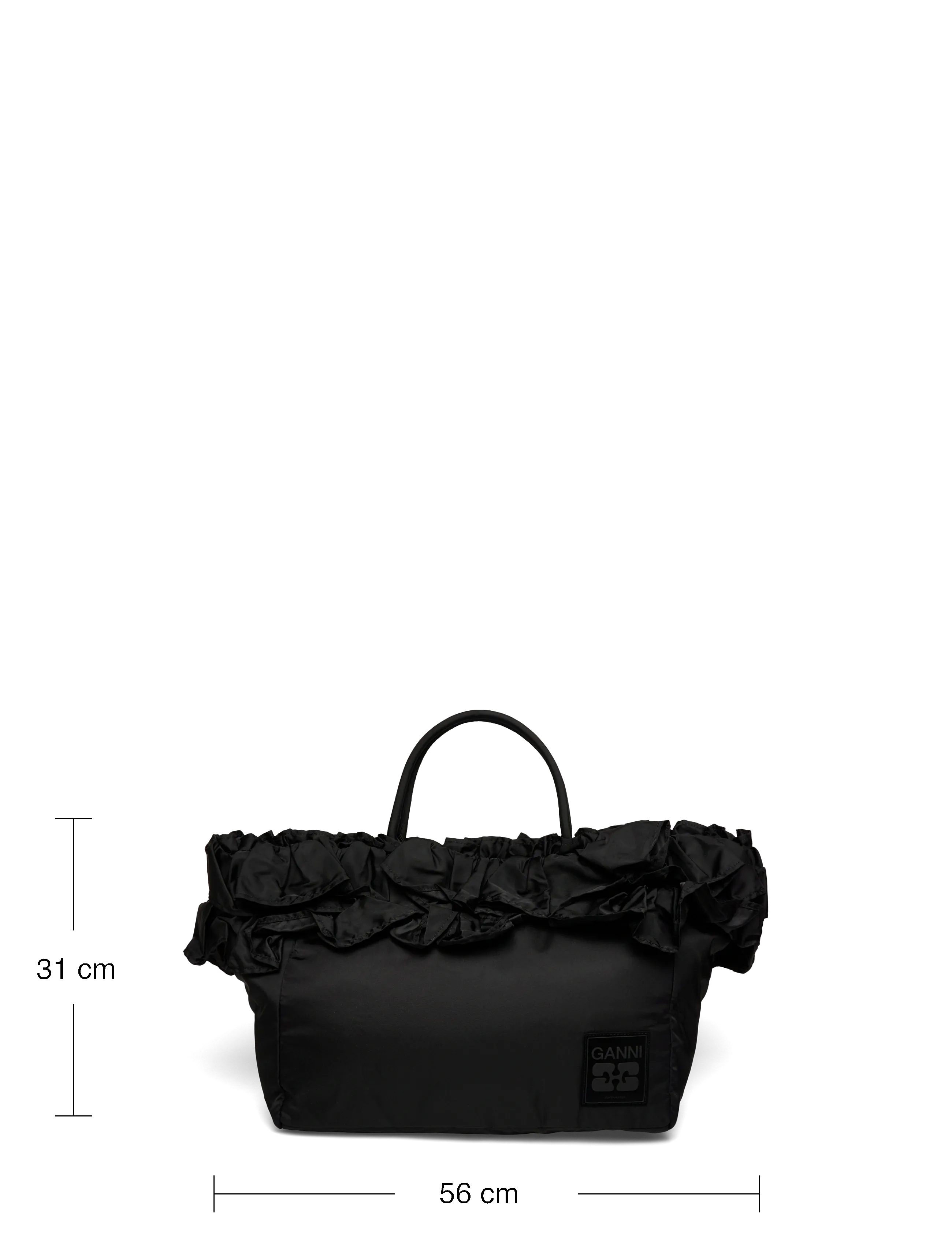 Ganni - Ruffle-Detail Tote Bag - særlige begivenheder - black - 3
