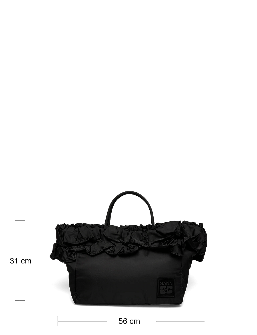 Ganni - Ruffle-Detail Tote Bag - særlige begivenheder - black - 3