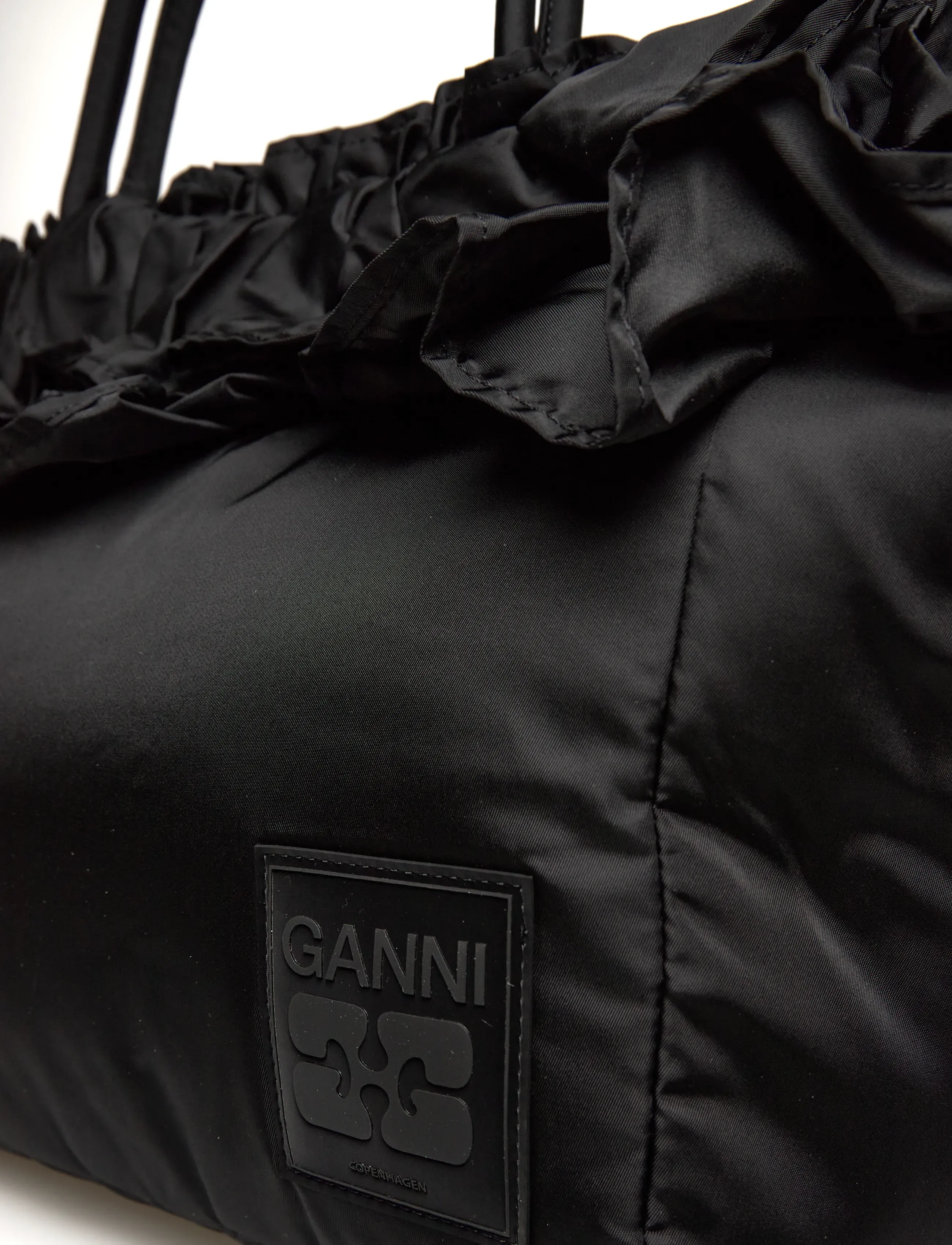 Ganni - Ruffle-Detail Tote Bag - særlige begivenheder - black - 4