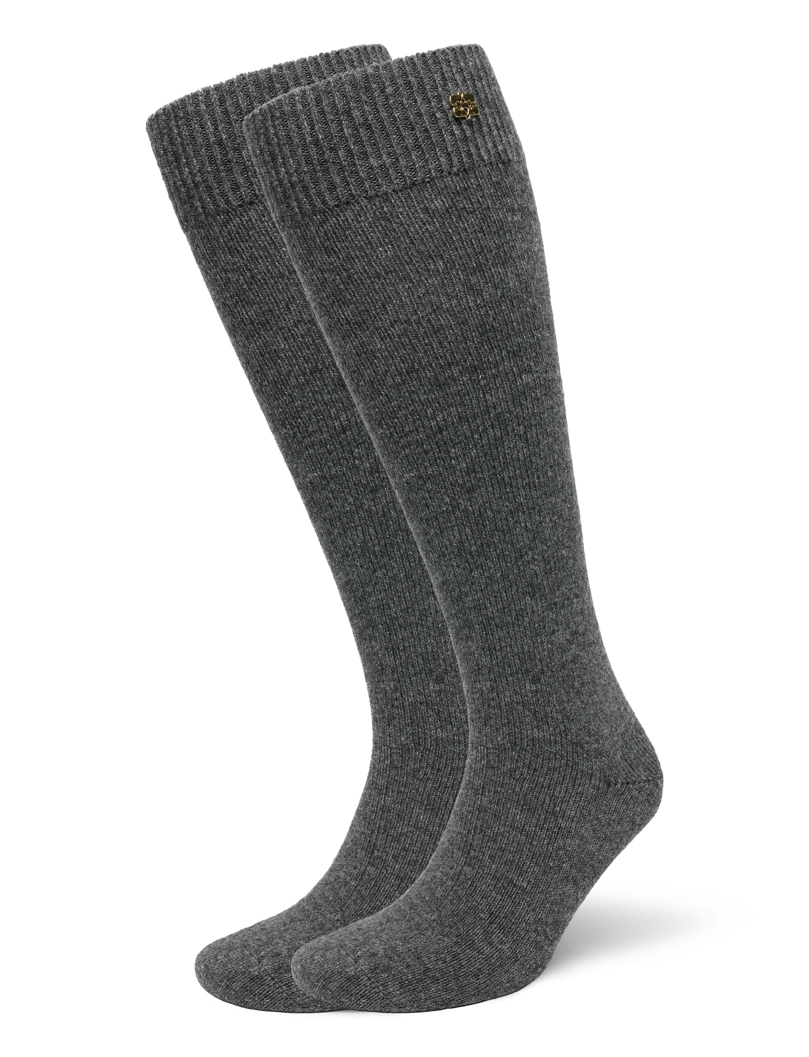 Ganni Grey Long Socks, Kvinder, Knæstrømper, Grå, Str: ONE SIZE